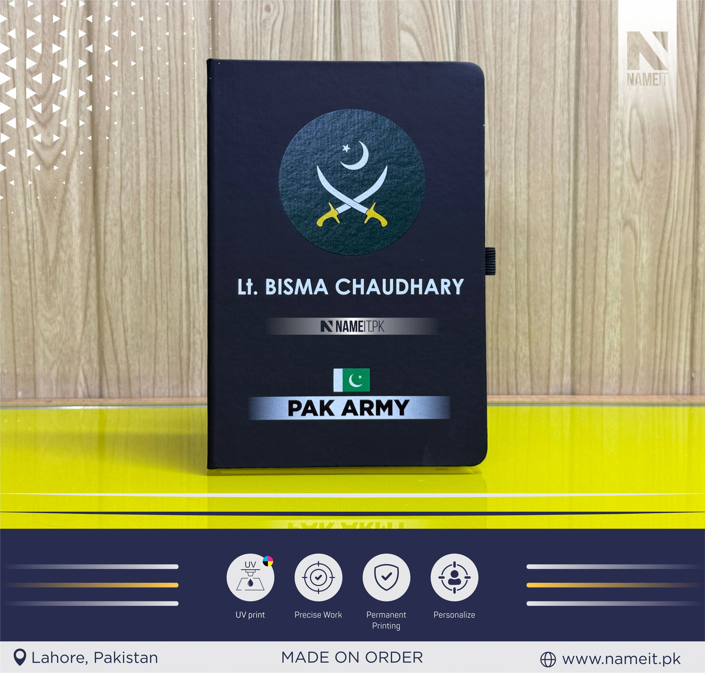 Diary, Custom Diary Printed, Customize Diary For Army Persons - Congratulations Gift - Appreciation Gift - Captain Gift- New Officer Gift - New Job Gift - Pak Army