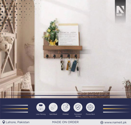 Custom Key Holder For Wall: Easy Installation Mail Organizer Wall Mount Hanging Key Rack For Kitchen And Entryway Decor With 5 Sturdy Key Hooks NAMEIT PAKISTAN