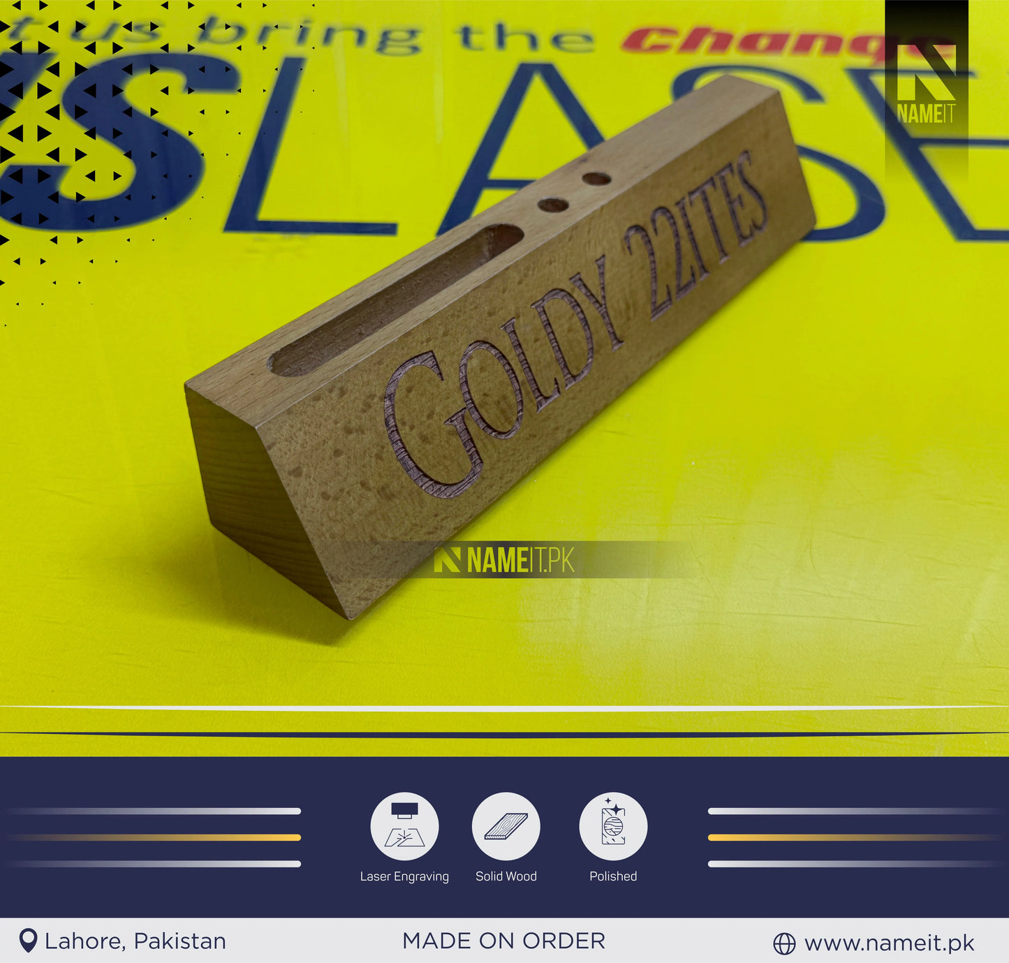 Personalized Business Card Holder, Wooden Holder, Table Name Plate, Custom Name Wooden Office Gift
