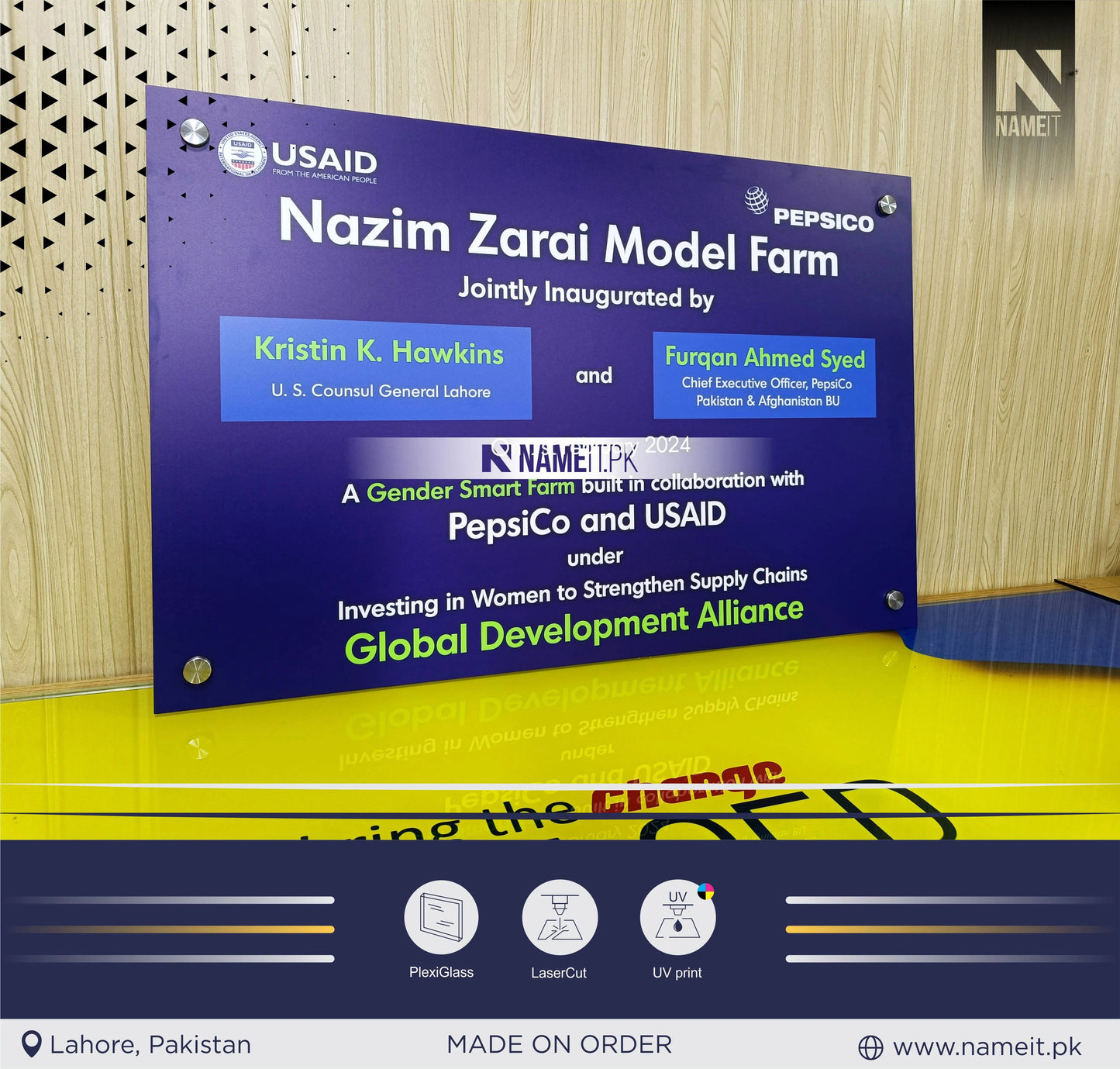 Custom inauguration Plate Printed, Opening Ceremony Plaque NAMEIT PAKISTAN