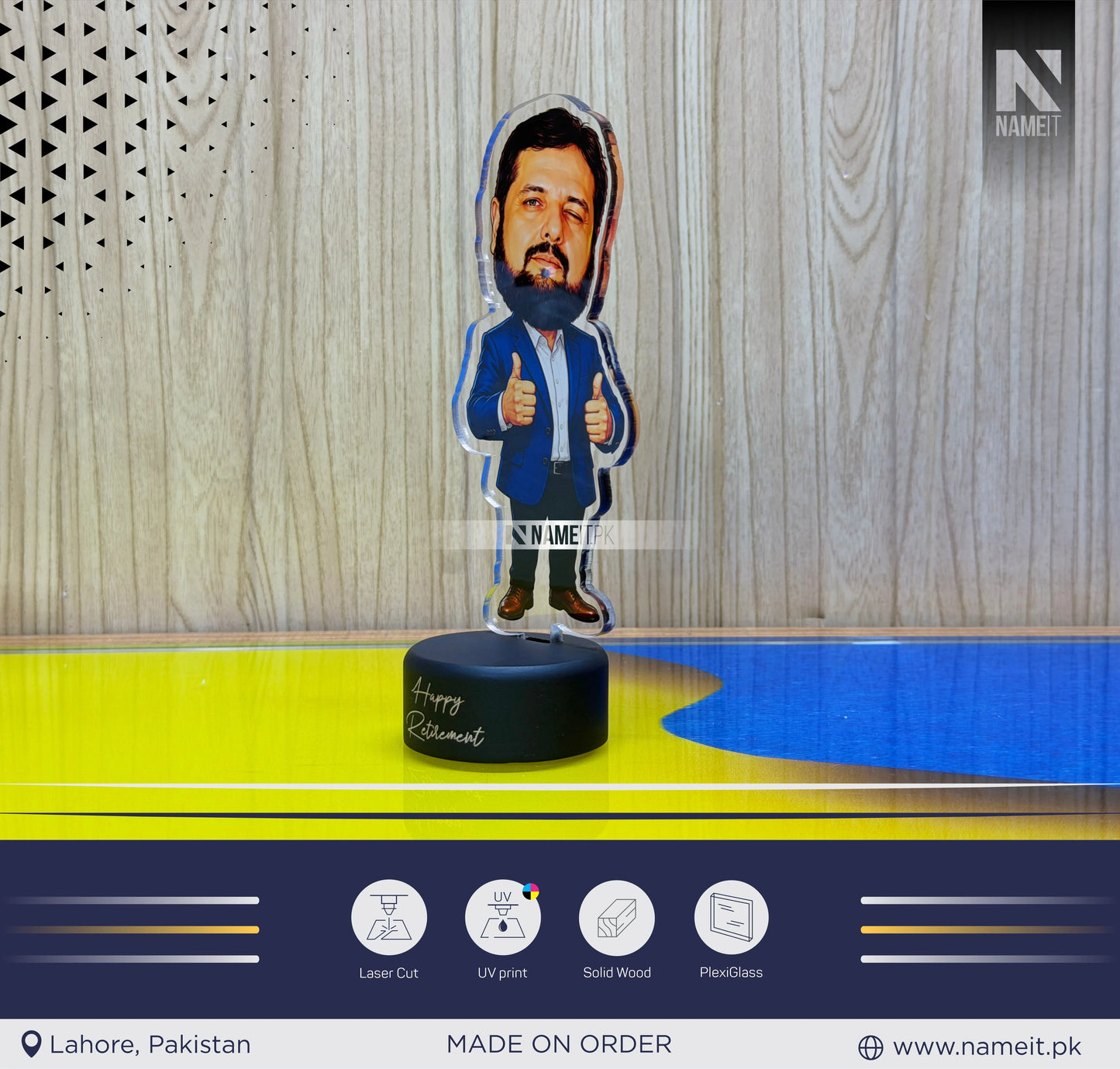 Premium Personalized Acrylic Caricature Standee | Custom Photo Table Top Stand | Retirement Gift | Executive Desk Decor | Corporate Farewell Gift | Custom Acrylic Character Stand