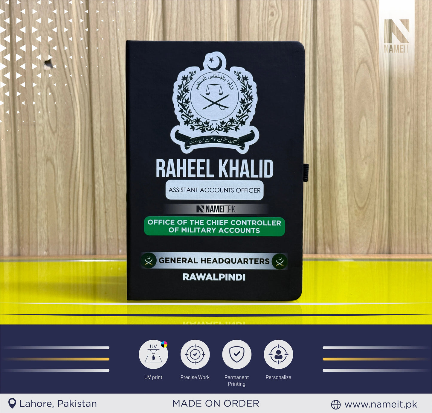 Diary, Custom Diary Printed, Customize Diary For Pakistan Military Accounts Department - Congratulations Gift - Government Officer Gift - Officer Gift - New Job Gift