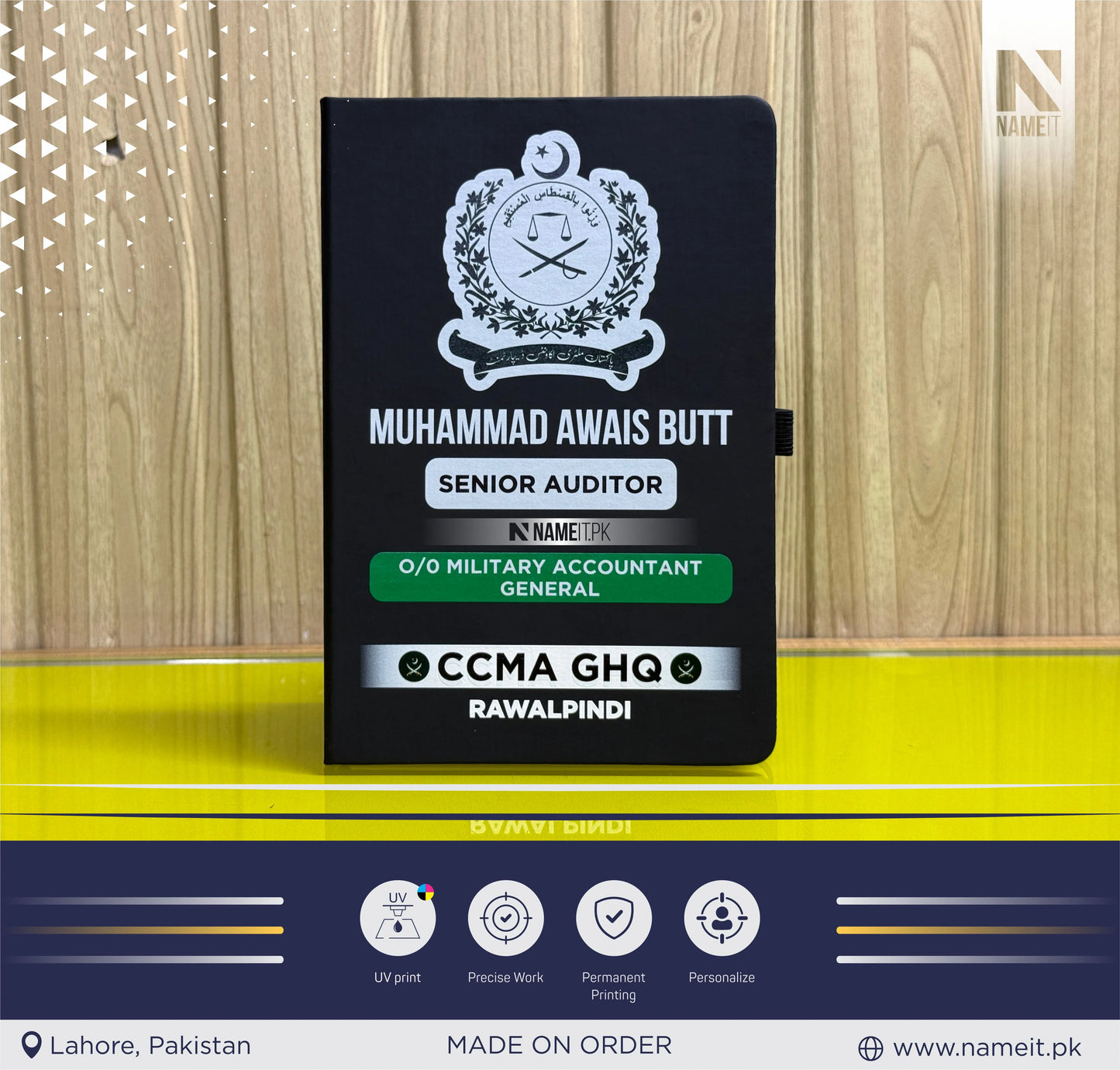 Diary, Custom Diary Printed, Customize Diary For Pakistan Military Accounts Department - Congratulations Gift - Government Officer Gift - Officer Gift - New Job Gift