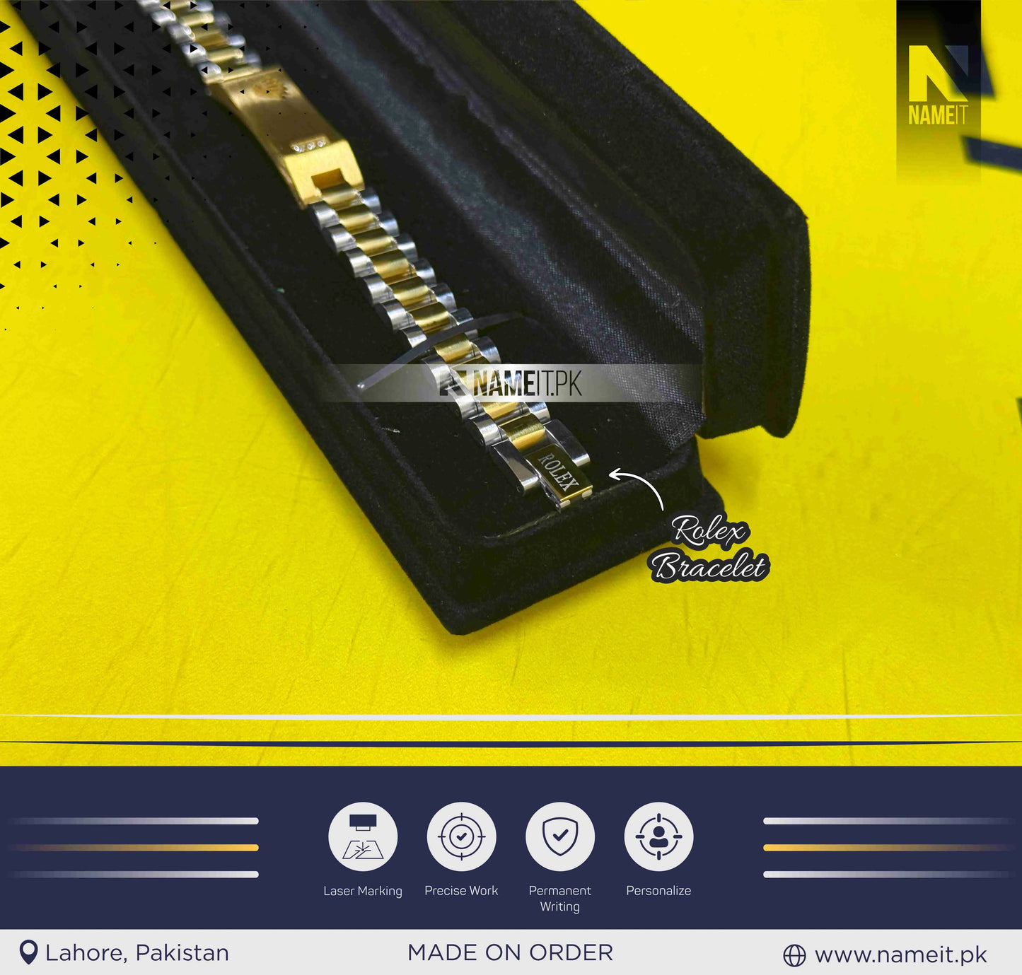 Rolex Bracelet, Personalized Stainless Steel Engraved Bracelet, Custom Men Bracelet, Customize Engraved Bracelet, Men's Bracelet. Custom Bracelet Gifts (FREE BOX)