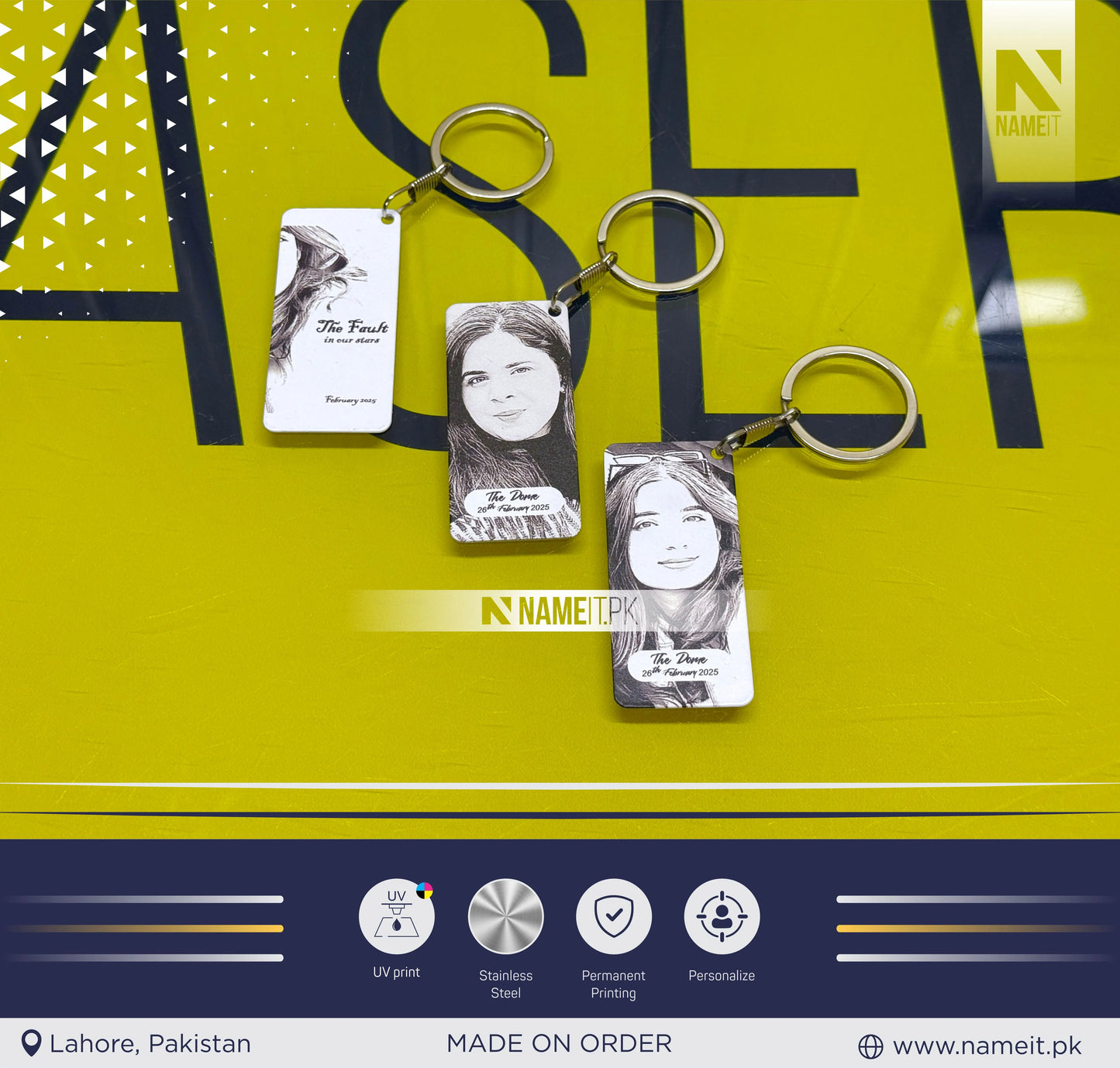 Name Metal Keychain, Custom Photo Keyring, Personalised Metal Keychain, High-Quality Printed Keyring, Gift for Birthday, Anniversary, Mother's day