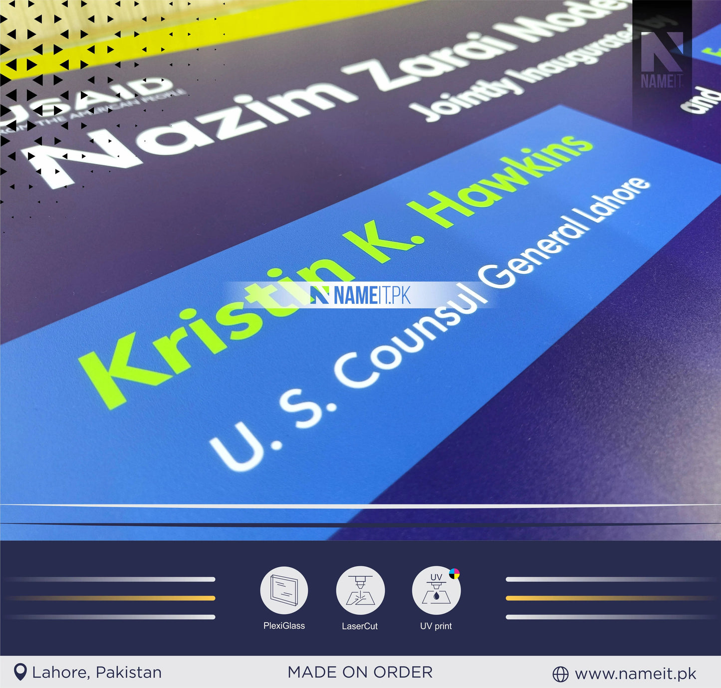 Custom inauguration Plate Printed, Opening Ceremony Plaque NAMEIT PAKISTAN