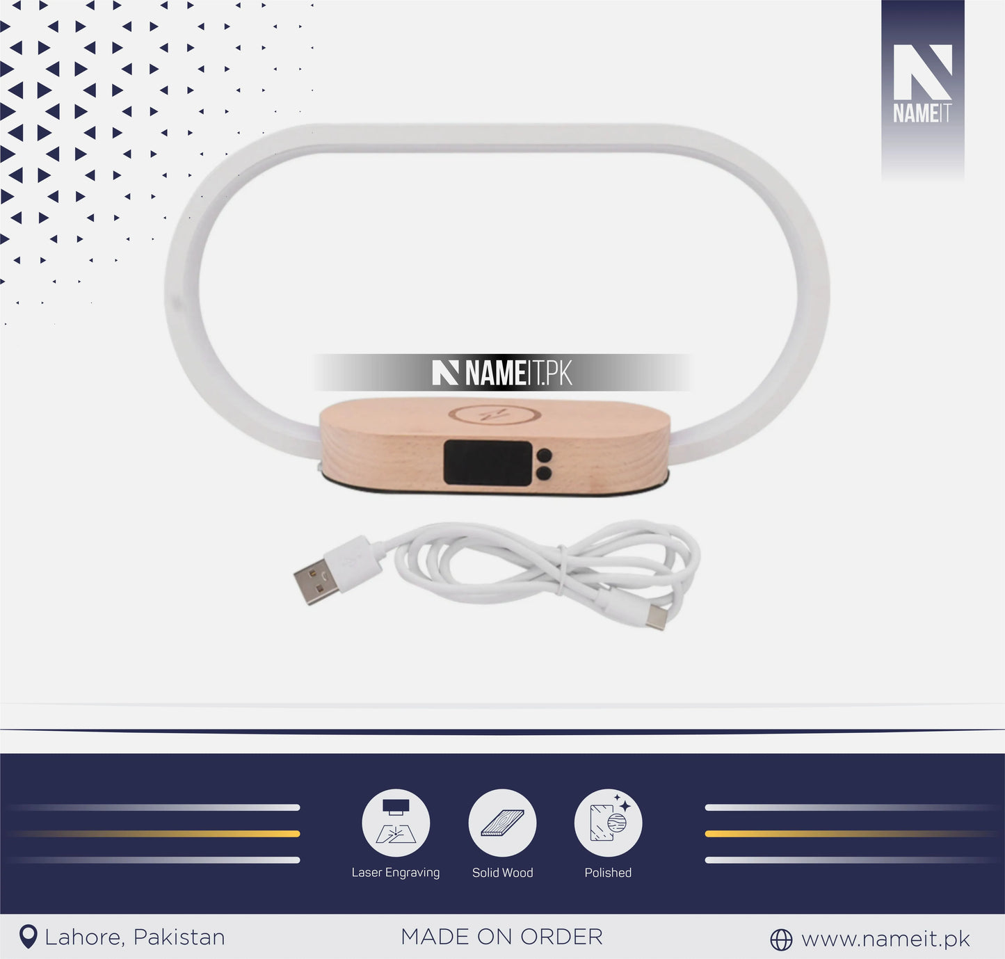 Table Lamp, Touch Bedside Lamp Brightness Adjustable Wireless Charger with Clock Function