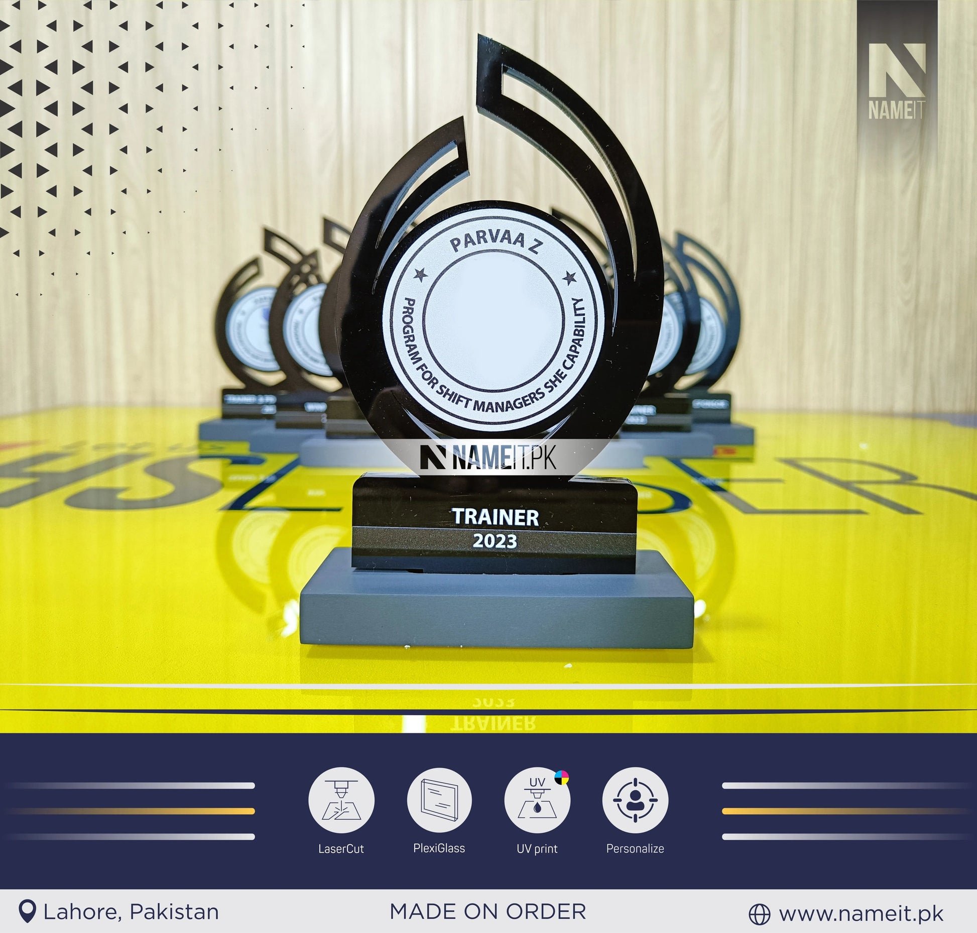 Custom Award Shield, Trophy Shield, PlaxiGlass award Shield, Recognition Shield NAMEIT PAKISTAN