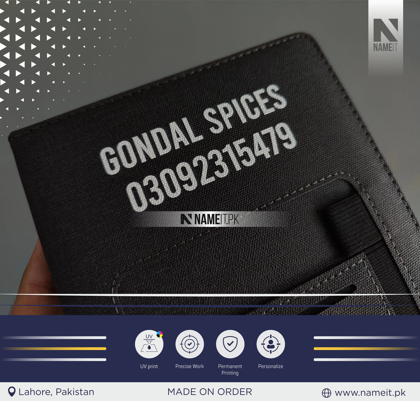 Diary, Engraved A5 Hardcover Line Notebook With Cellphone Pocket Custom Logo PU Leather Diary NAMEIT PAKISTAN