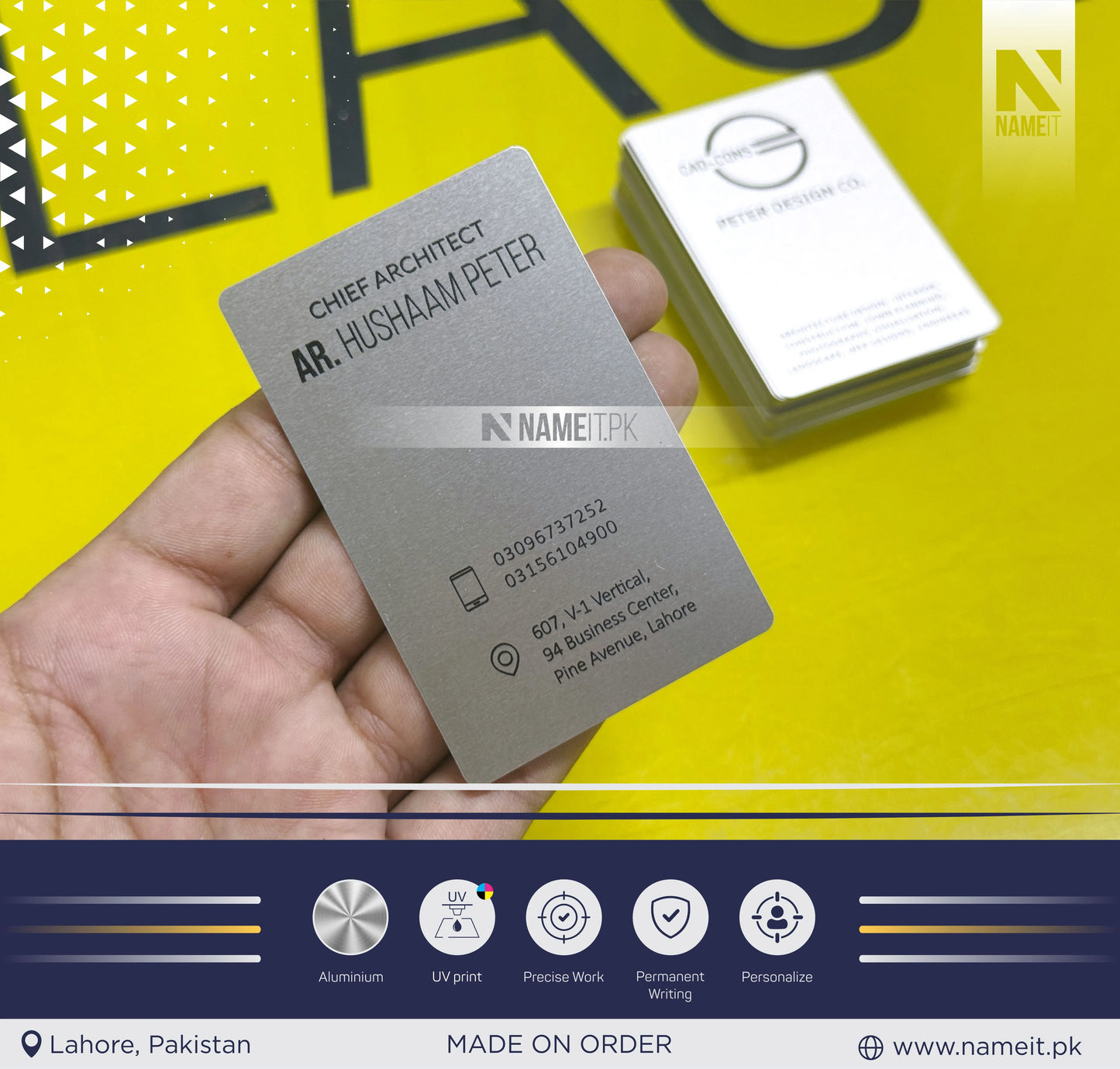 Customizable Aluminium Business Card with Your Premium Design | Make a Lasting Impression with Luxury Metal Name Cards