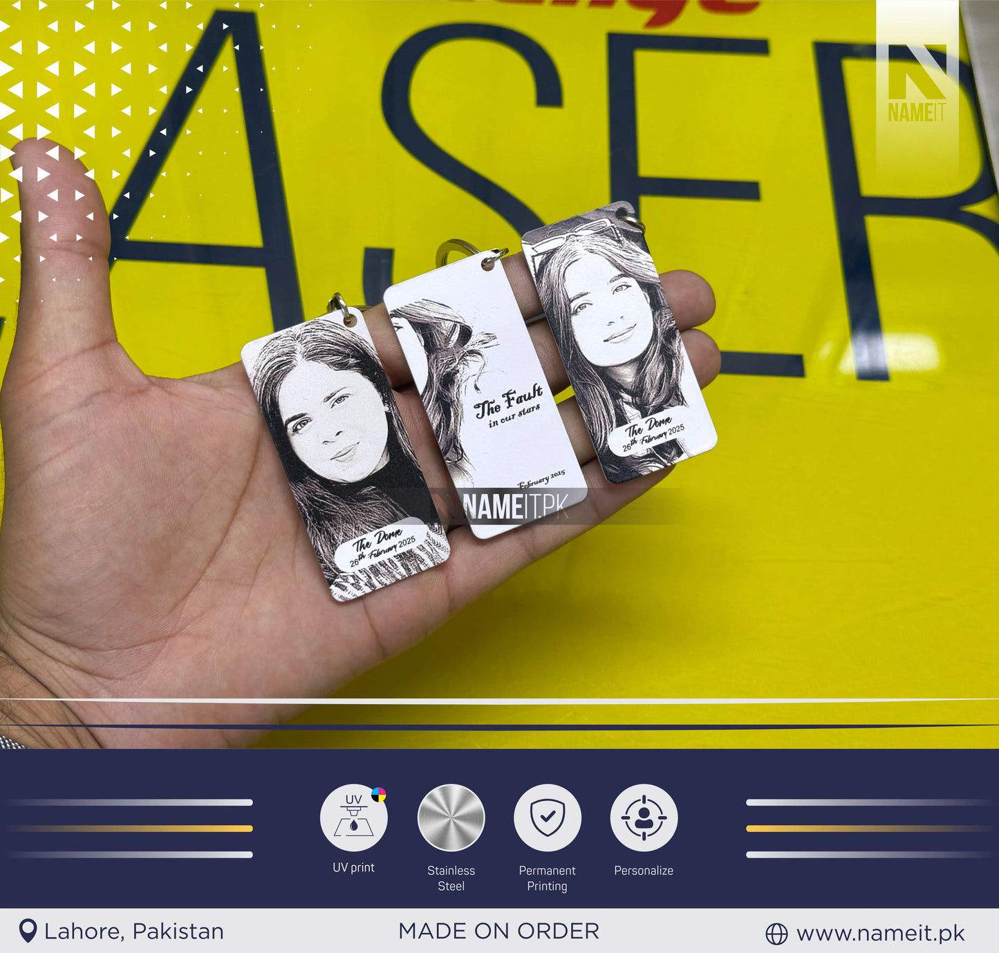 Name Metal Keychain, Custom Photo Keyring, Personalised Metal Keychain, High-Quality Printed Keyring, Gift for Birthday, Anniversary, Mother's day