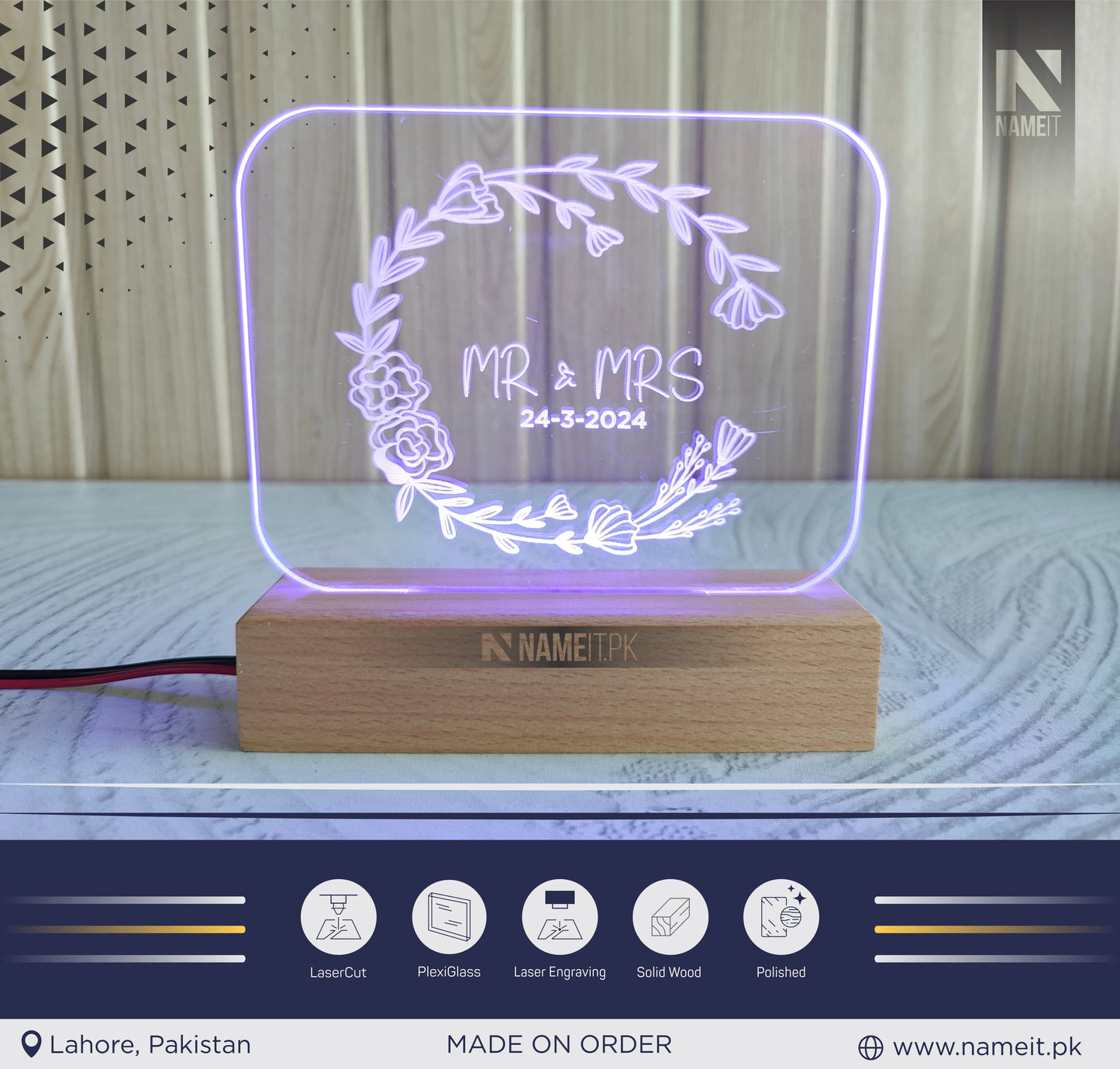 Personalized Name Night Light,Custom Couple Night Lamp,Engagement Gift,Wedding Gift,Anniversary Gift for Her NAMEIT PAKISTAN