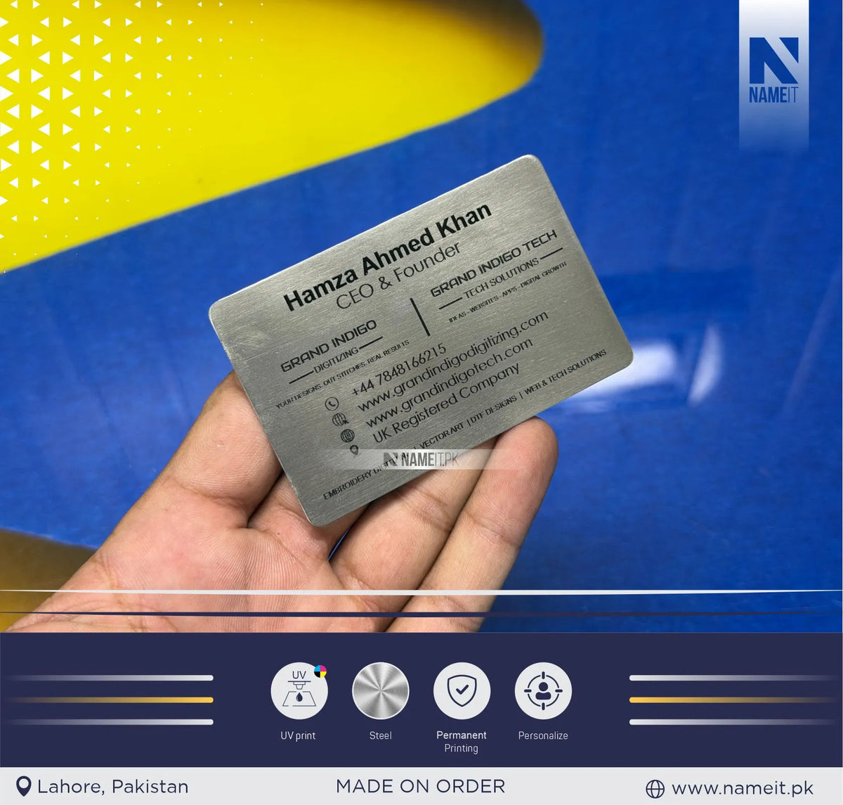 Premium Metal Business Card | Custom Stainless Steel Visiting Card | Luxury Metal Business Card with Full-Color Direct Print