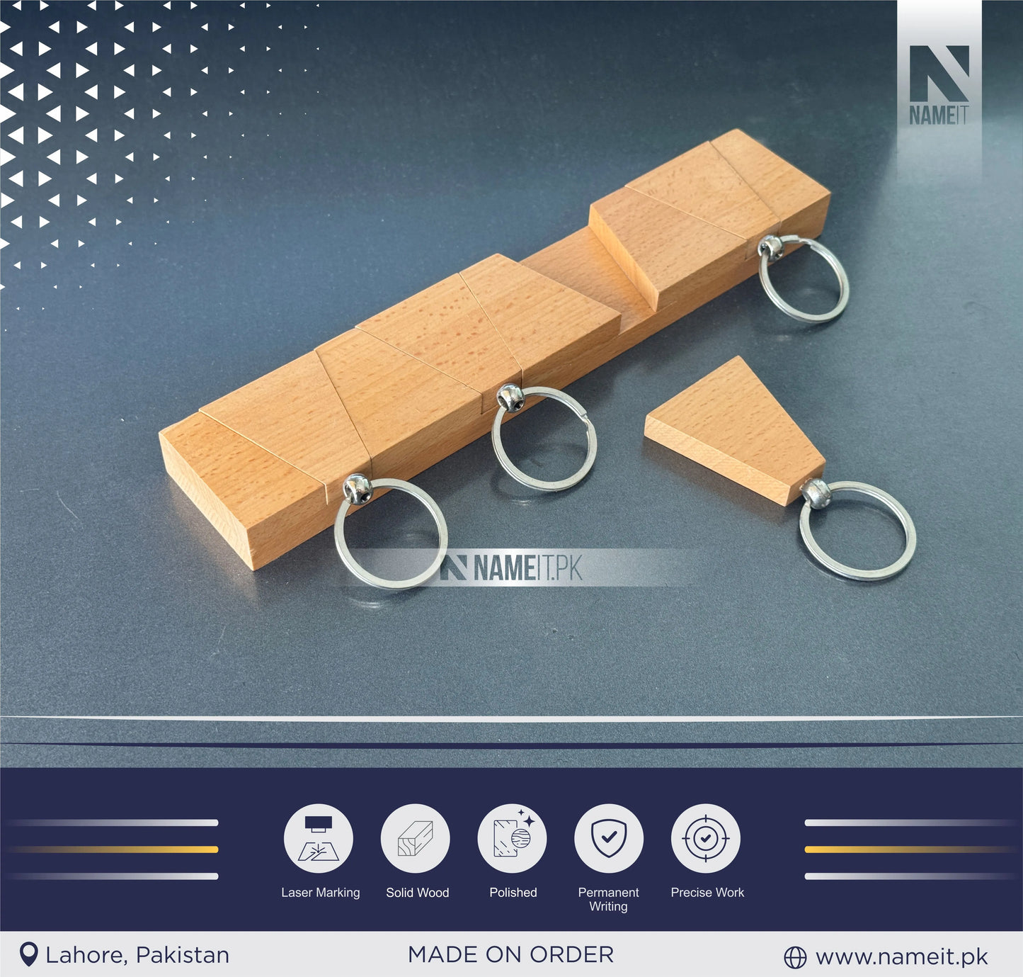 Key Holder with 4 Wooden Pendants, Handmade (with Engraving) Wall Mount Hanging Key Rack For Kitchen And Entryway Decor