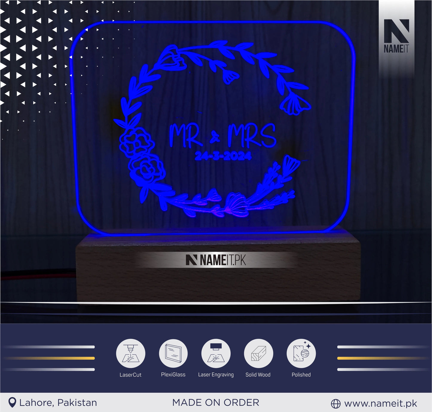 Personalized Name Night Light,Custom Couple Night Lamp,Engagement Gift,Wedding Gift,Anniversary Gift for Her NAMEIT PAKISTAN