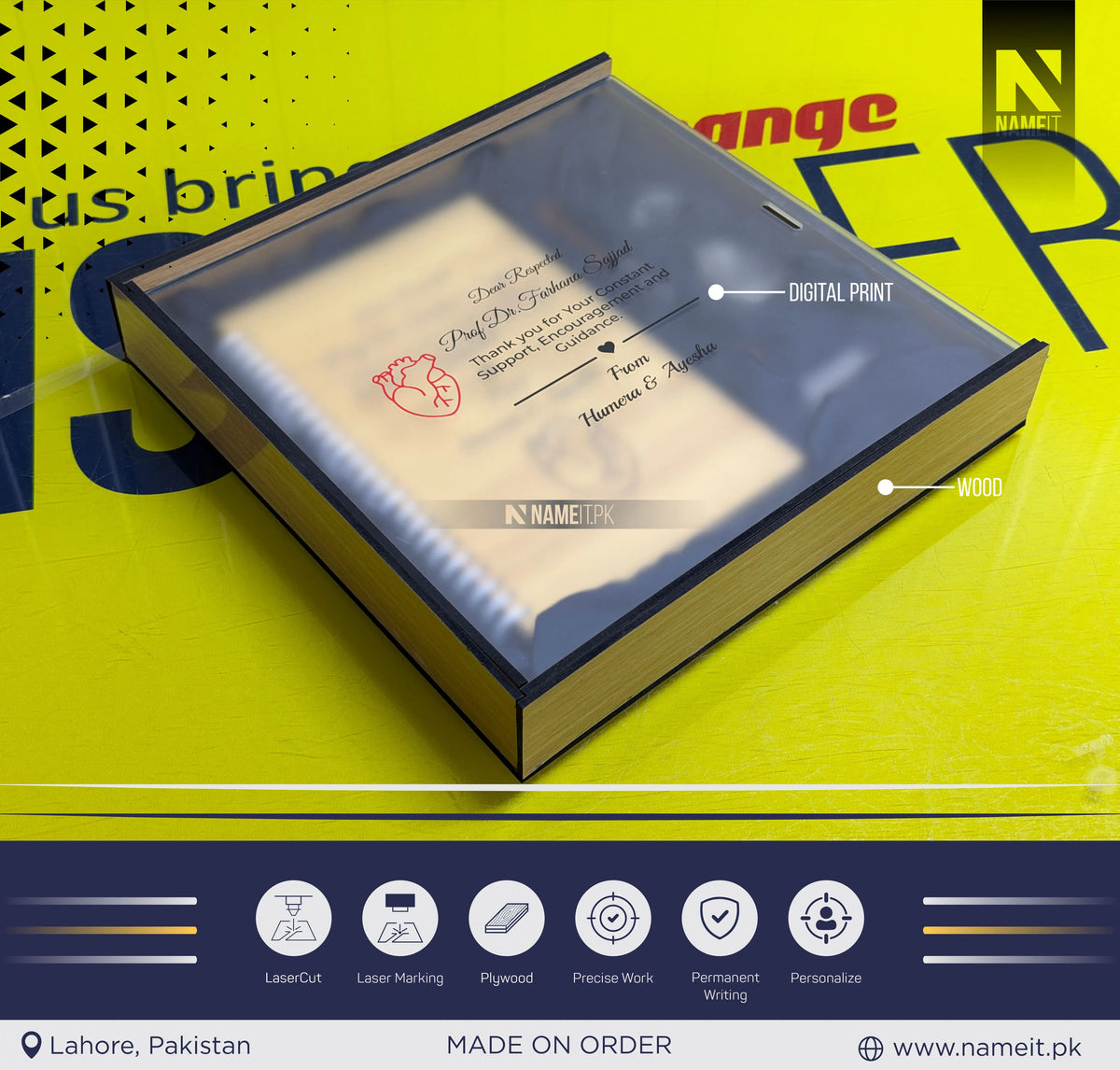 Gift Box, Luxury Customized Wooden Gift Box with Personalized Diary, Pen, Keyring & USB