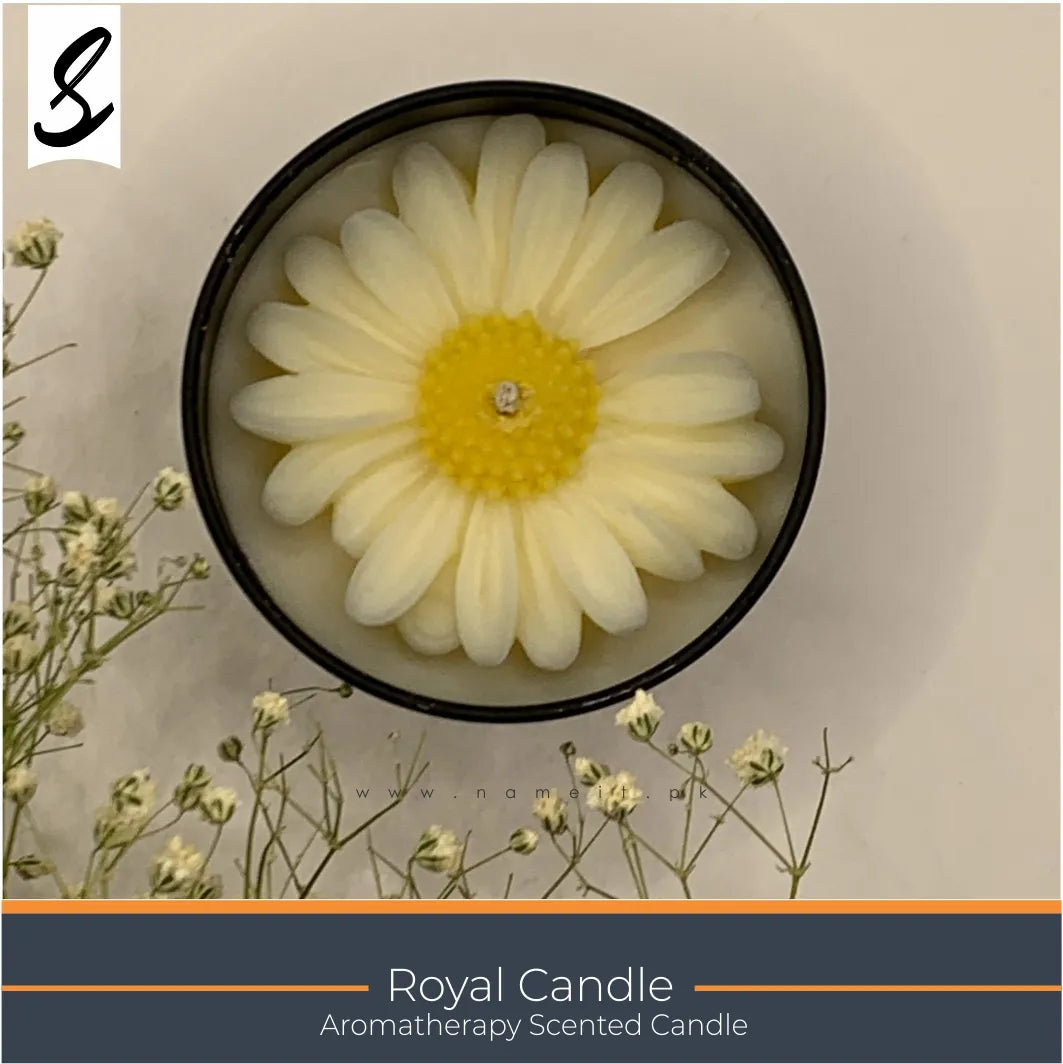 Candle , Soy Candle -Royal Flower Scented Candle in Black Jar