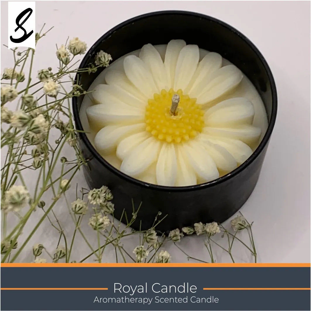 Candle , Soy Candle -Royal Flower Scented Candle in Black Jar
