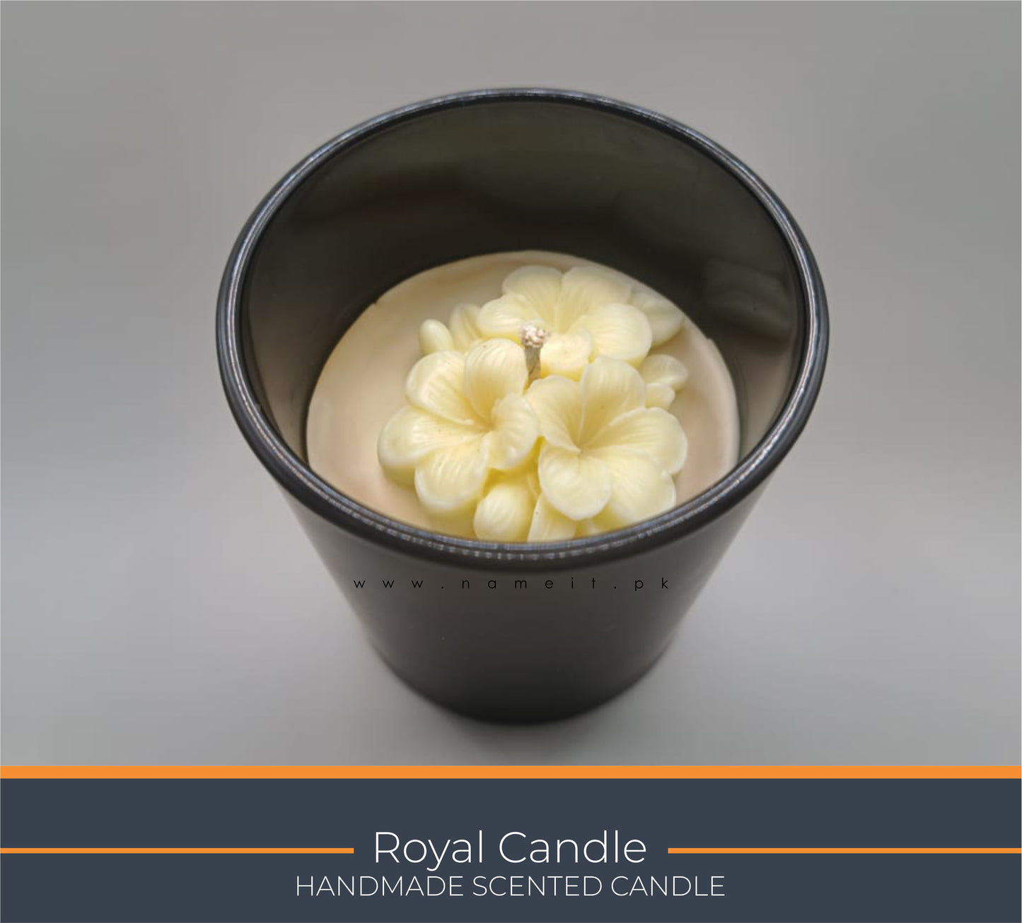 Candle , Flowers Scented Candle -Royal Flowers Scented Candle in Black Jar