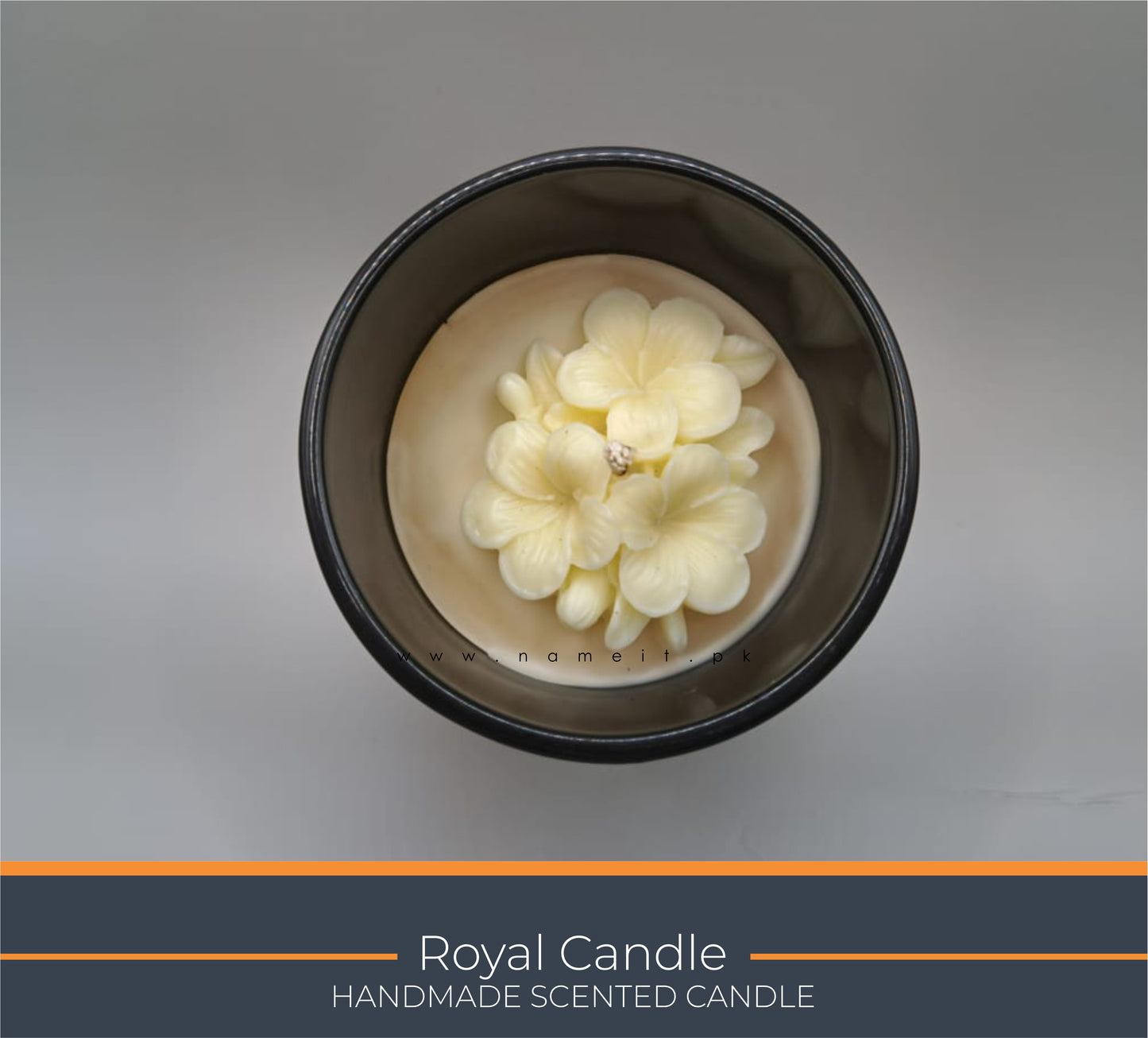 Candle , Flowers Scented Candle -Royal Flowers Scented Candle in Black Jar