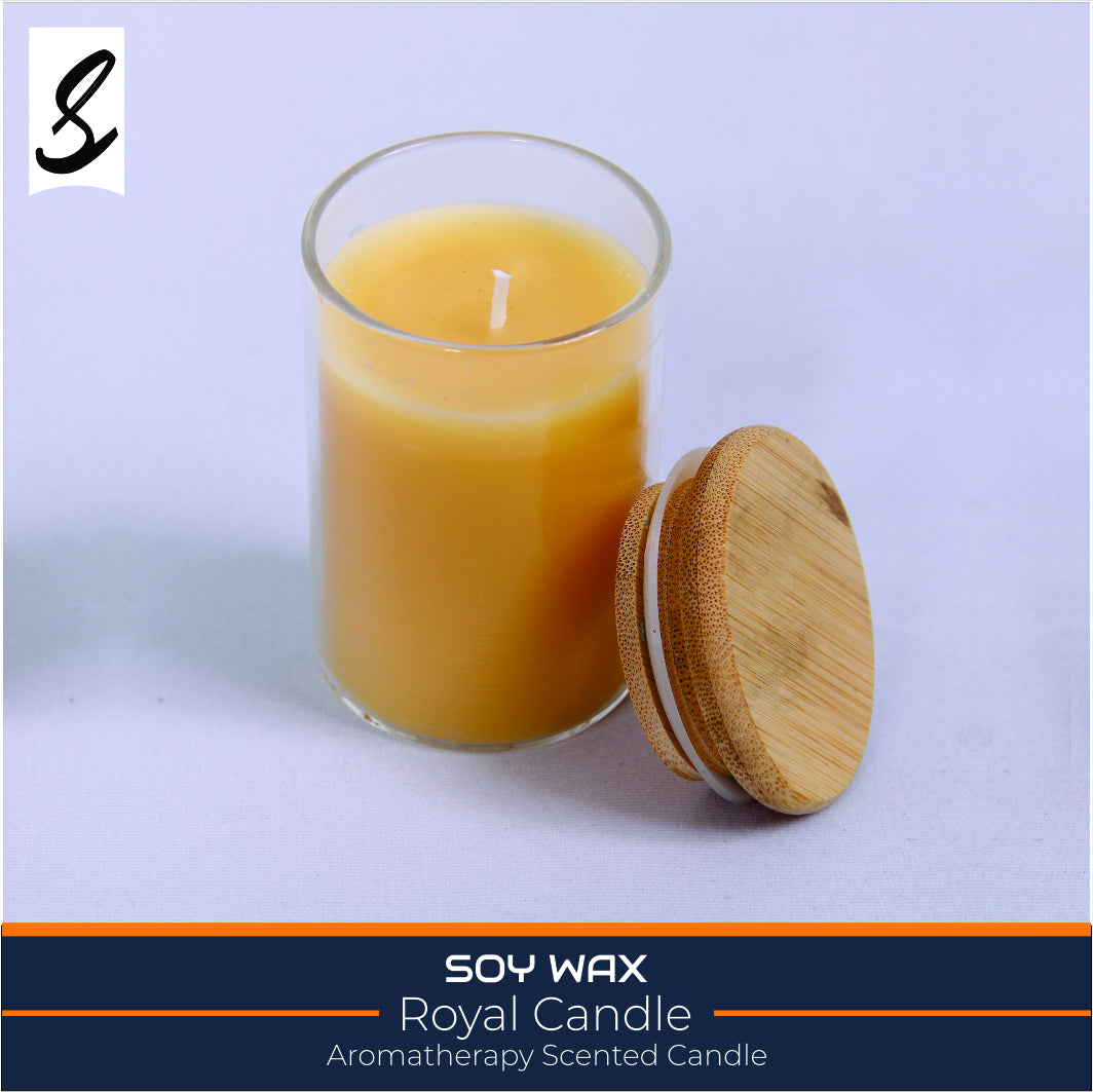 Candles , Soy Candle - Wooden Lid Glass Aromatherphy Candle
