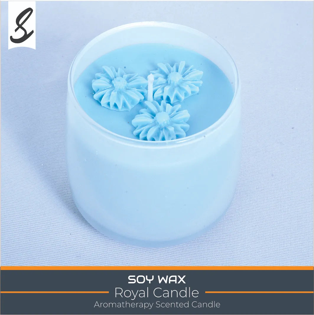 Candles , Soy Candle - Glass Jar Aromatherphy Candle with three flowers