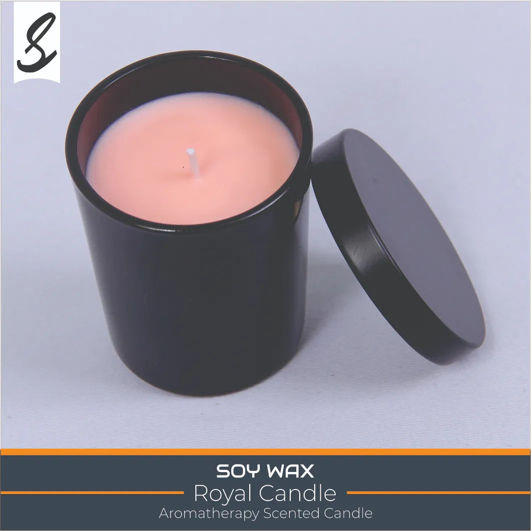 Candles , Soy Candle - Black Jar Scented Aromatherphy Candle