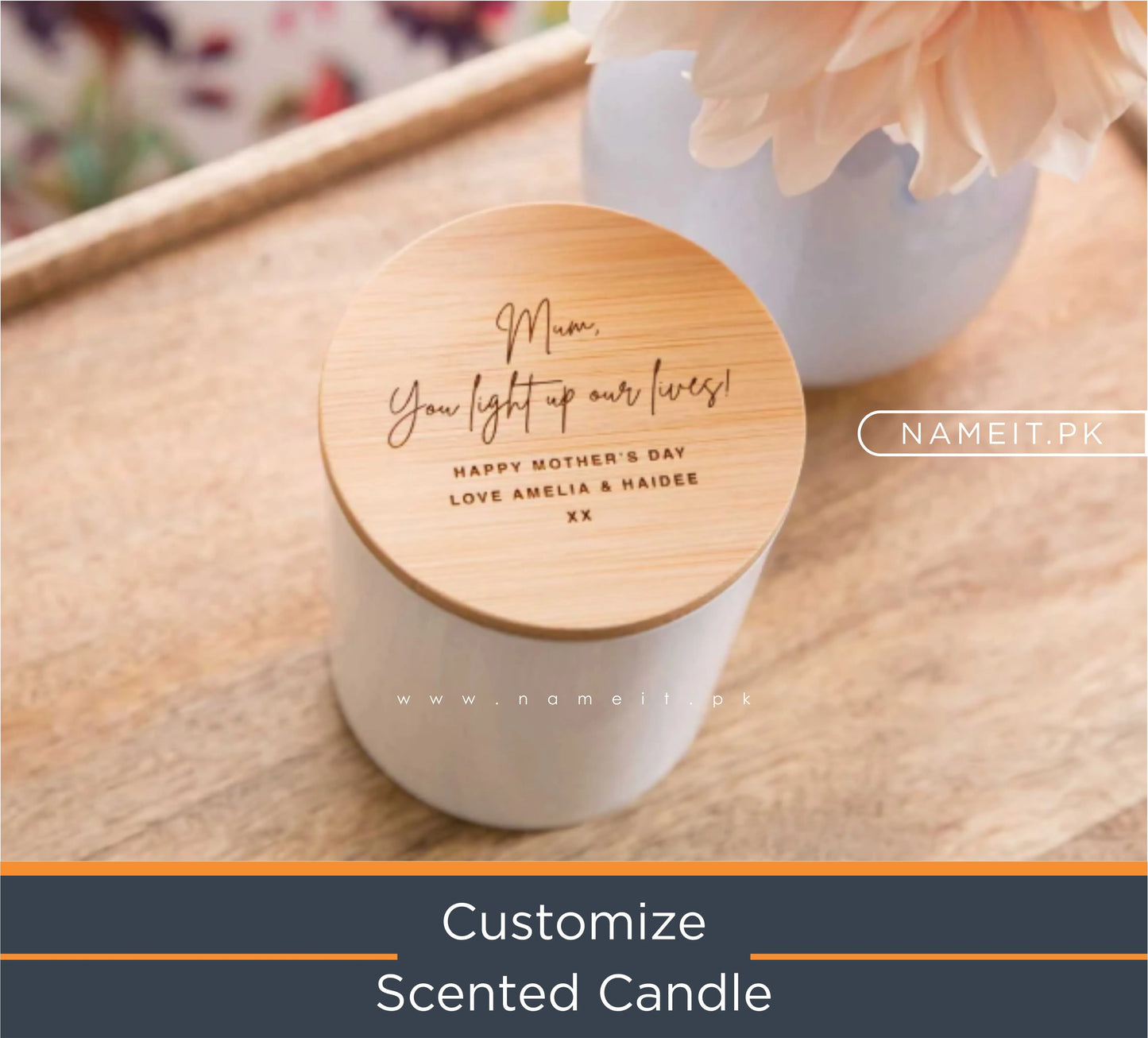 Candle, Customize Scented Soy Candle with Wooden Lid ( For Special Gift )