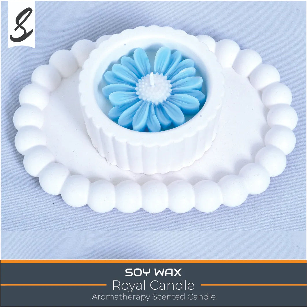 Candles , Soy Candle - Scented Flower Candle with Luxury Tray Set