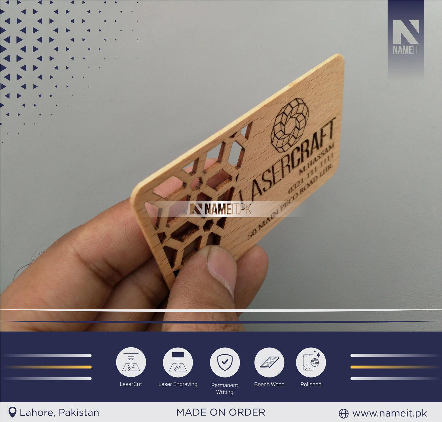 Wooden wallet insert card, personalized Business Card,text card, anniversary gift idea, wooden anniversary gift, custom engraved NAMEIT PAKISTAN