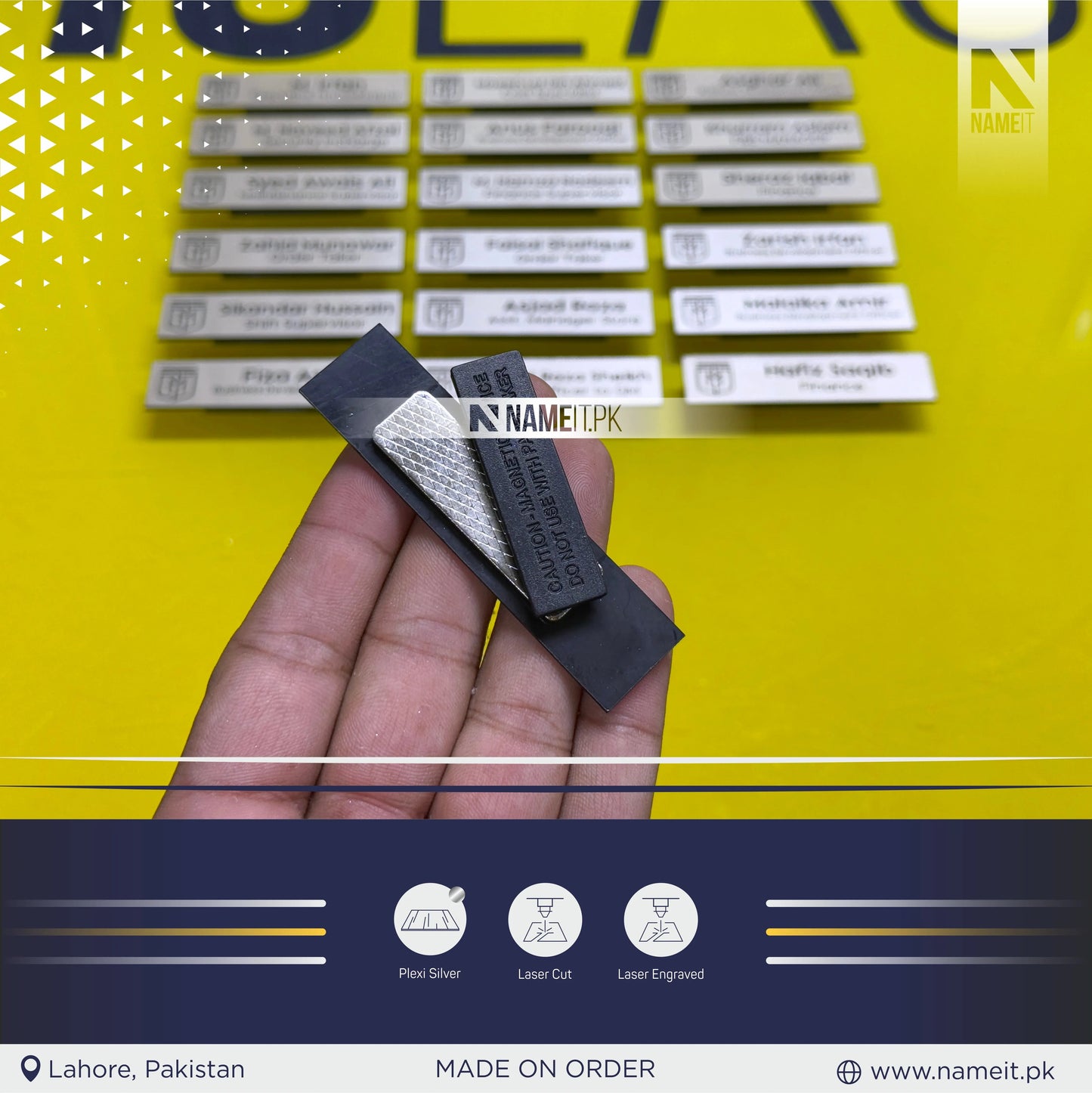 Personalised Name Badge, Staff ID Tag, Design Your Custom Badge, Custom Flat badge for work, Office Name tag Employee Business Tags NAMEIT PAKISTAN