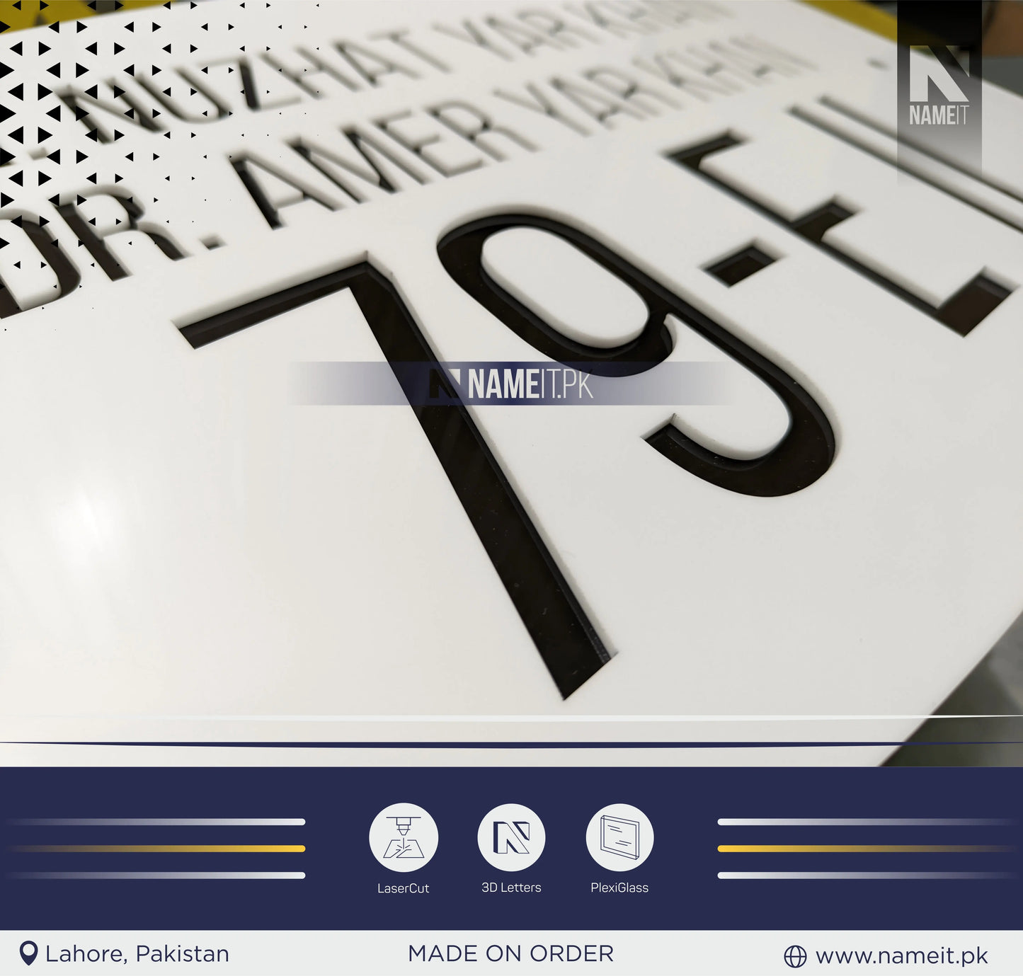House Name Plate, Outdoor Sign, Laser Cut Acrylic House Sign NAMEIT PAKISTAN
