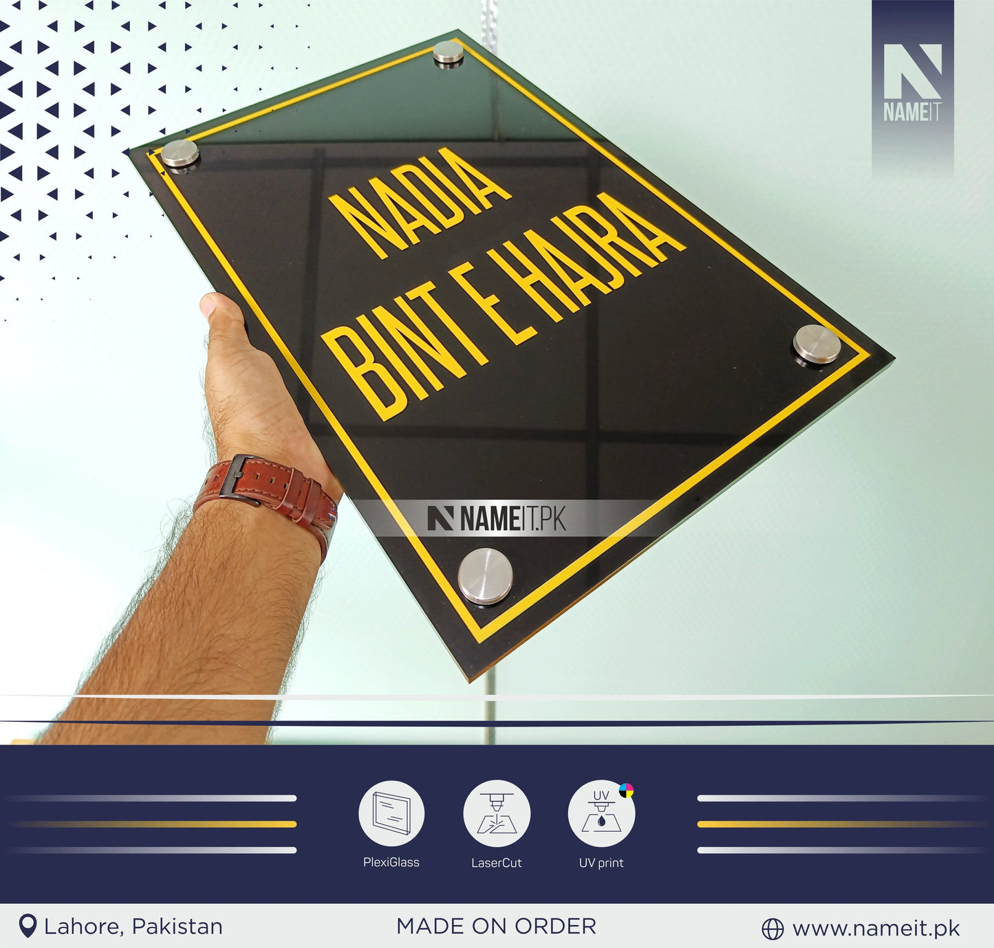 House Name Plate, Unique Outdoor Sign, with UV high-quality Print NAMEIT PAKISTAN