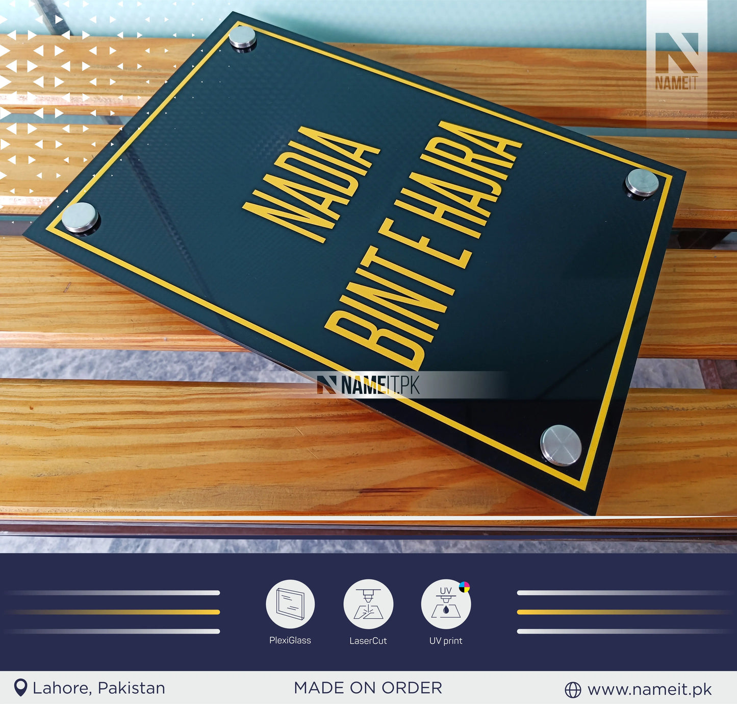 House Name Plate, Unique Outdoor Sign, with UV high-quality Print NAMEIT PAKISTAN