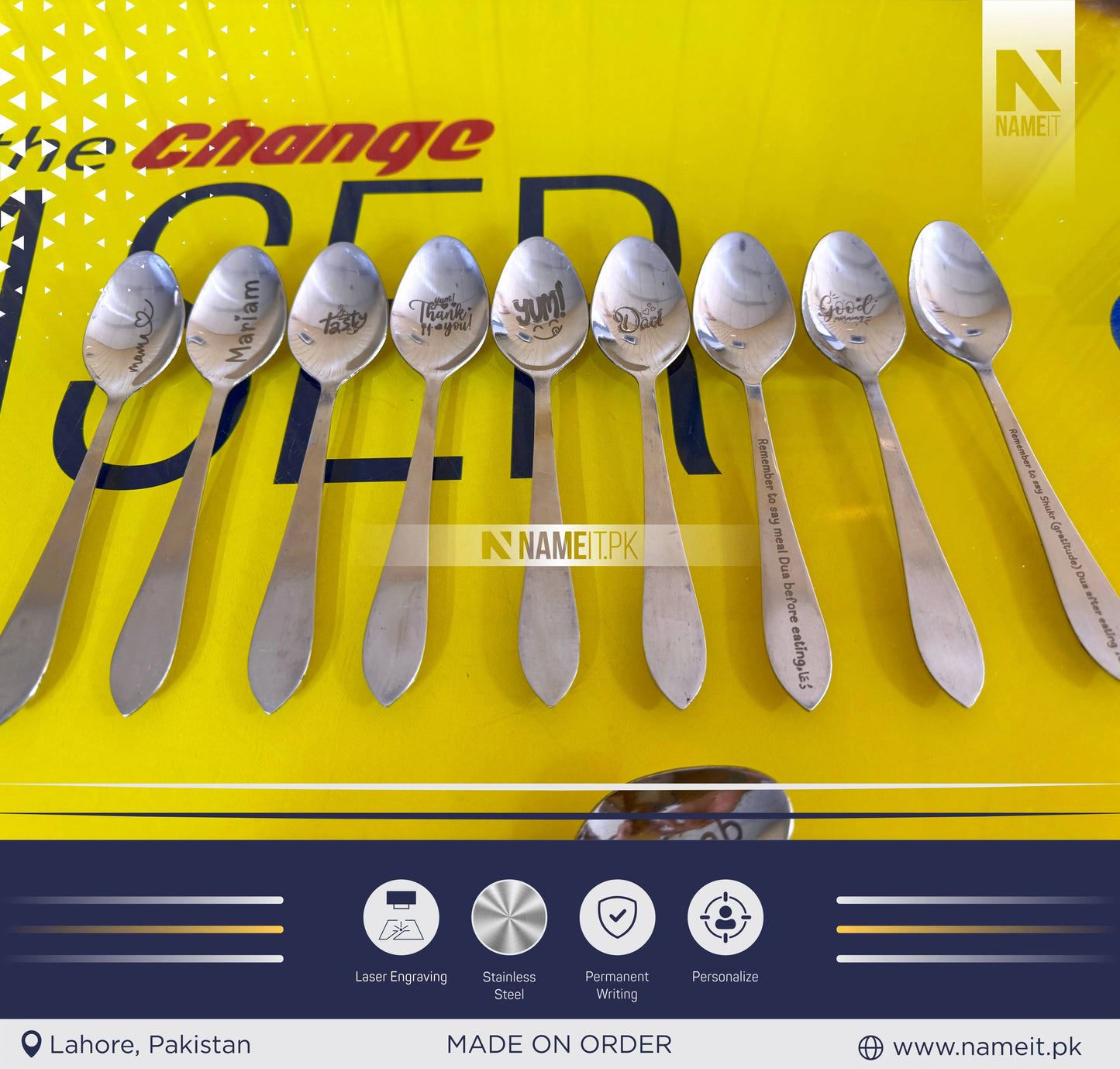 Personalized Spoon, Engraved Custom Spoon, Custom text or logo, Best Seller, Personalized gift, Laser engraved Spoon, Perfect gift, Birthday NAMEIT PAKISTAN