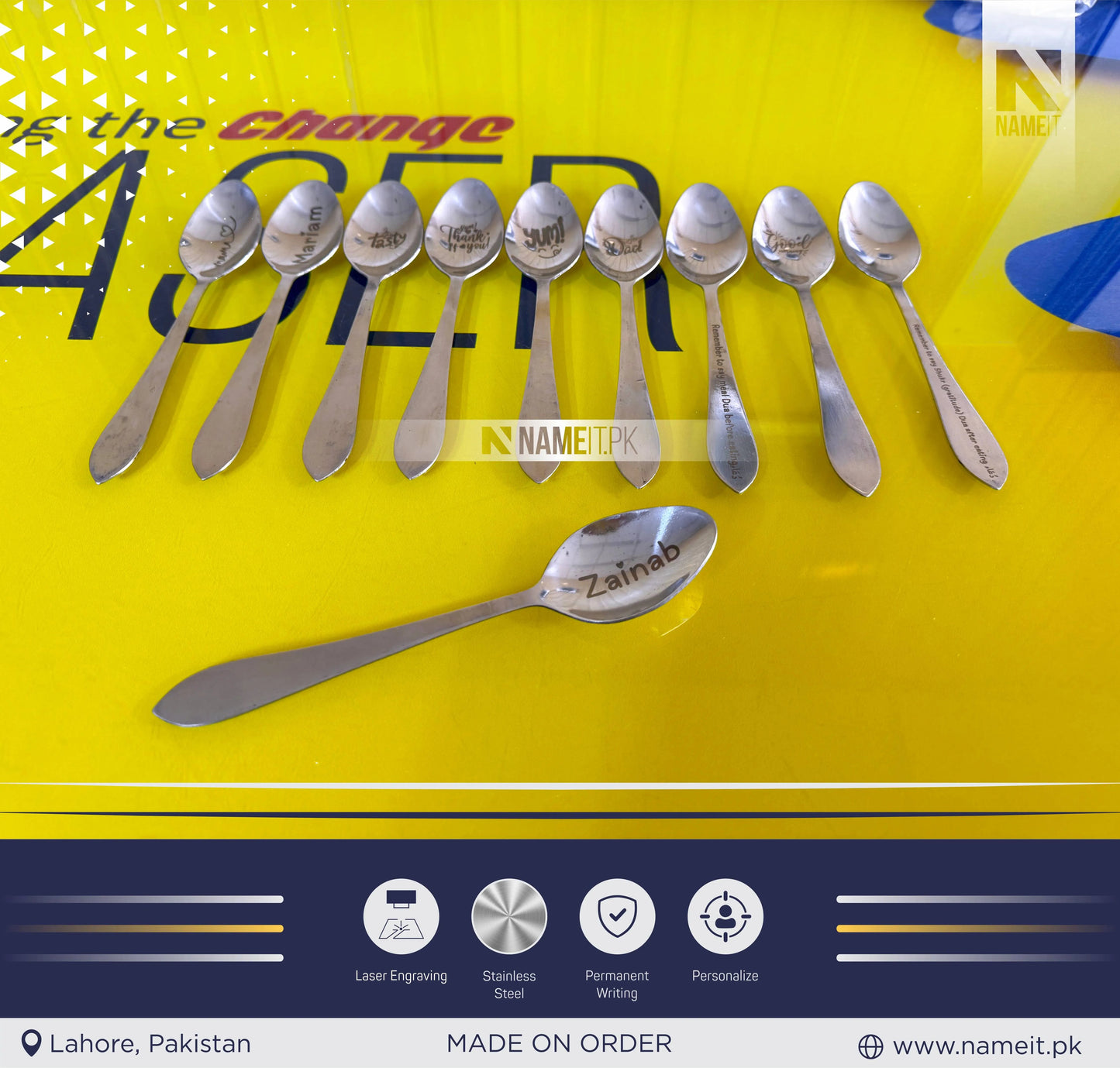 Personalized Spoon, Engraved Custom Spoon, Custom text or logo, Best Seller, Personalized gift, Laser engraved Spoon, Perfect gift, Birthday NAMEIT PAKISTAN