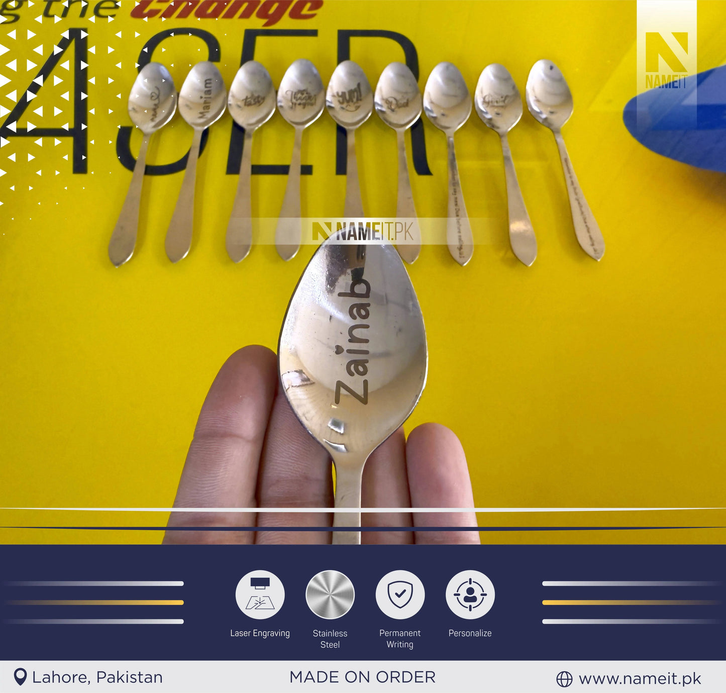 Personalized Spoon, Engraved Custom Spoon, Custom text or logo, Best Seller, Personalized gift, Laser engraved Spoon, Perfect gift, Birthday NAMEIT PAKISTAN