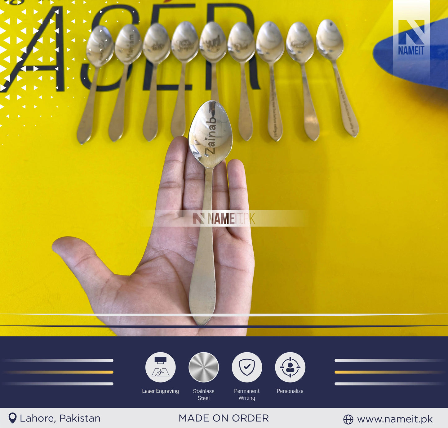 Personalized Spoon, Engraved Custom Spoon, Custom text or logo, Best Seller, Personalized gift, Laser engraved Spoon, Perfect gift, Birthday NAMEIT PAKISTAN