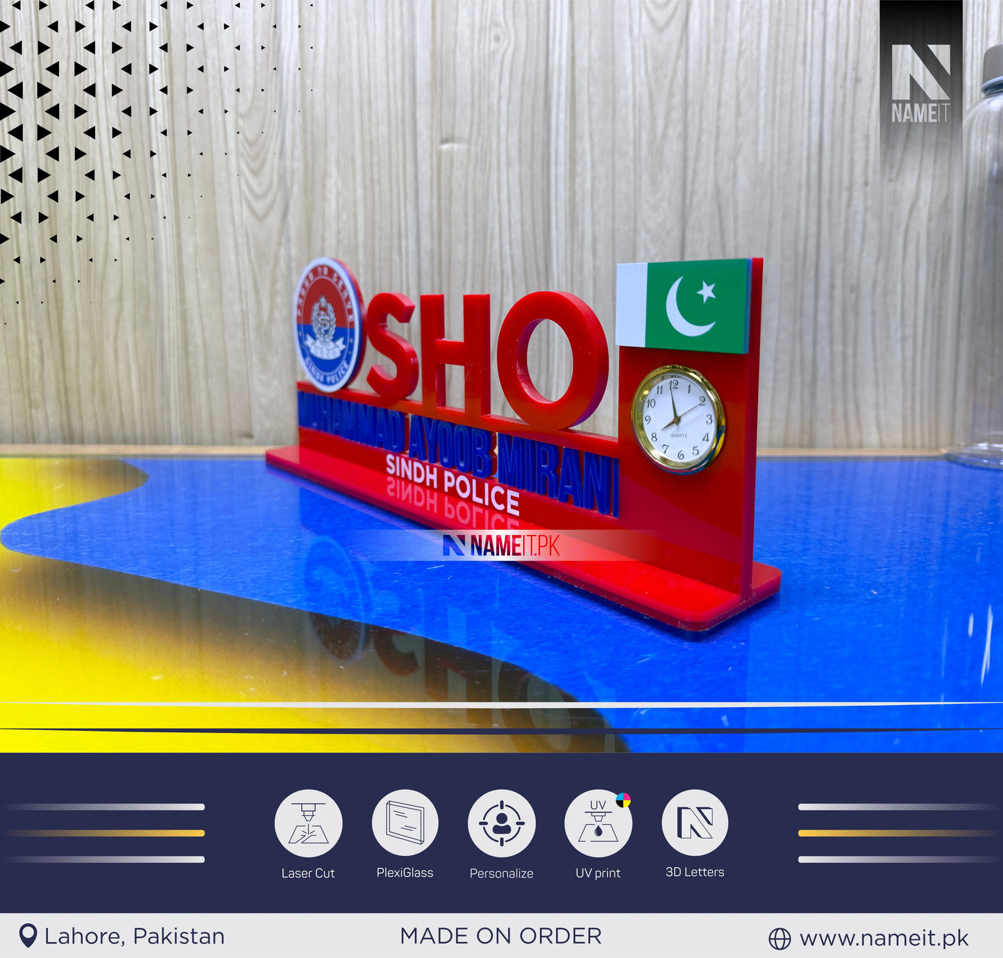 Table Name Plate, Custom Police Acrylic Desk Name Plate, Policeman Name Plate, Police Career Name Plate, Police Station Decor, Custom Text Words Acrylic