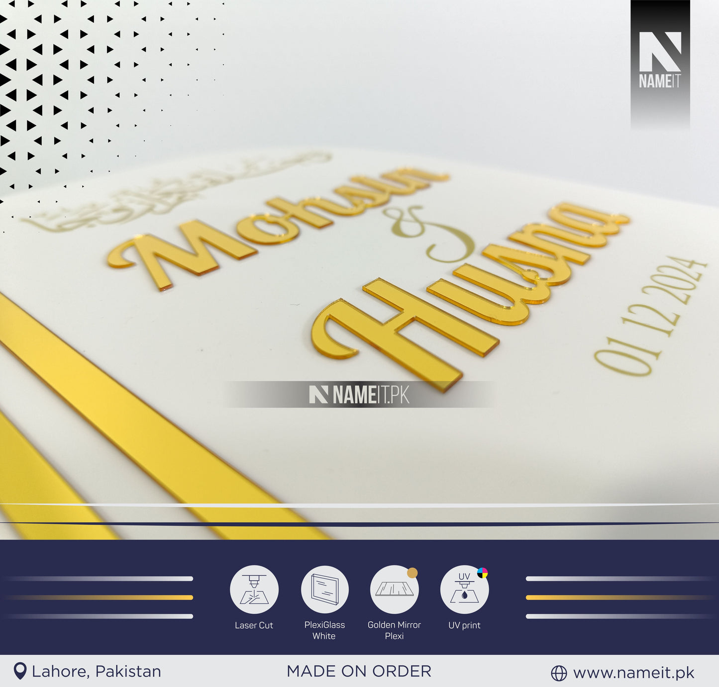 Personalized Nikkah Acrylic ThumbPrints Board Fingerprint islamic nikkah certificate Muslim Marriage Contract thumbprints Frame Customized NAMEIT PAKISTAN
