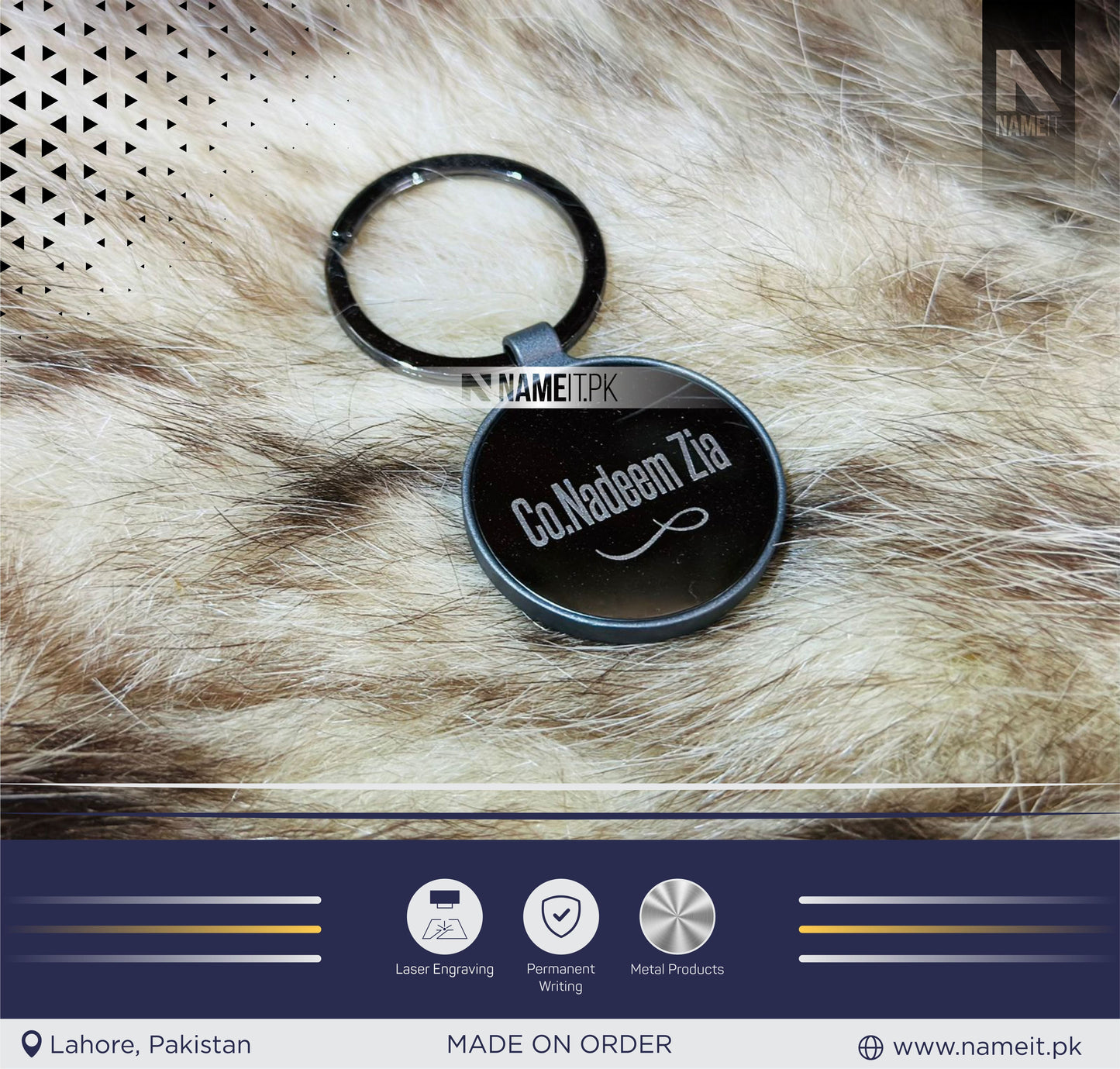 Personalized Metal Keychain, Business Logo, Name, Custom Marketing Business Merchandise, NAMEIT PAKISTAN