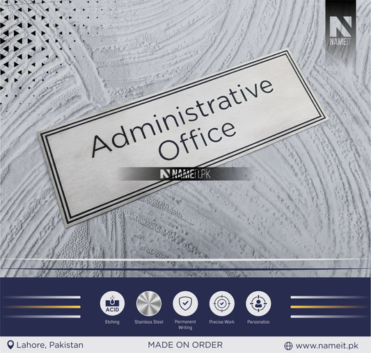 Personalized Name Plate Stainless Steel, indoor & outdoor, Office name Plate NAMEIT PAKISTAN