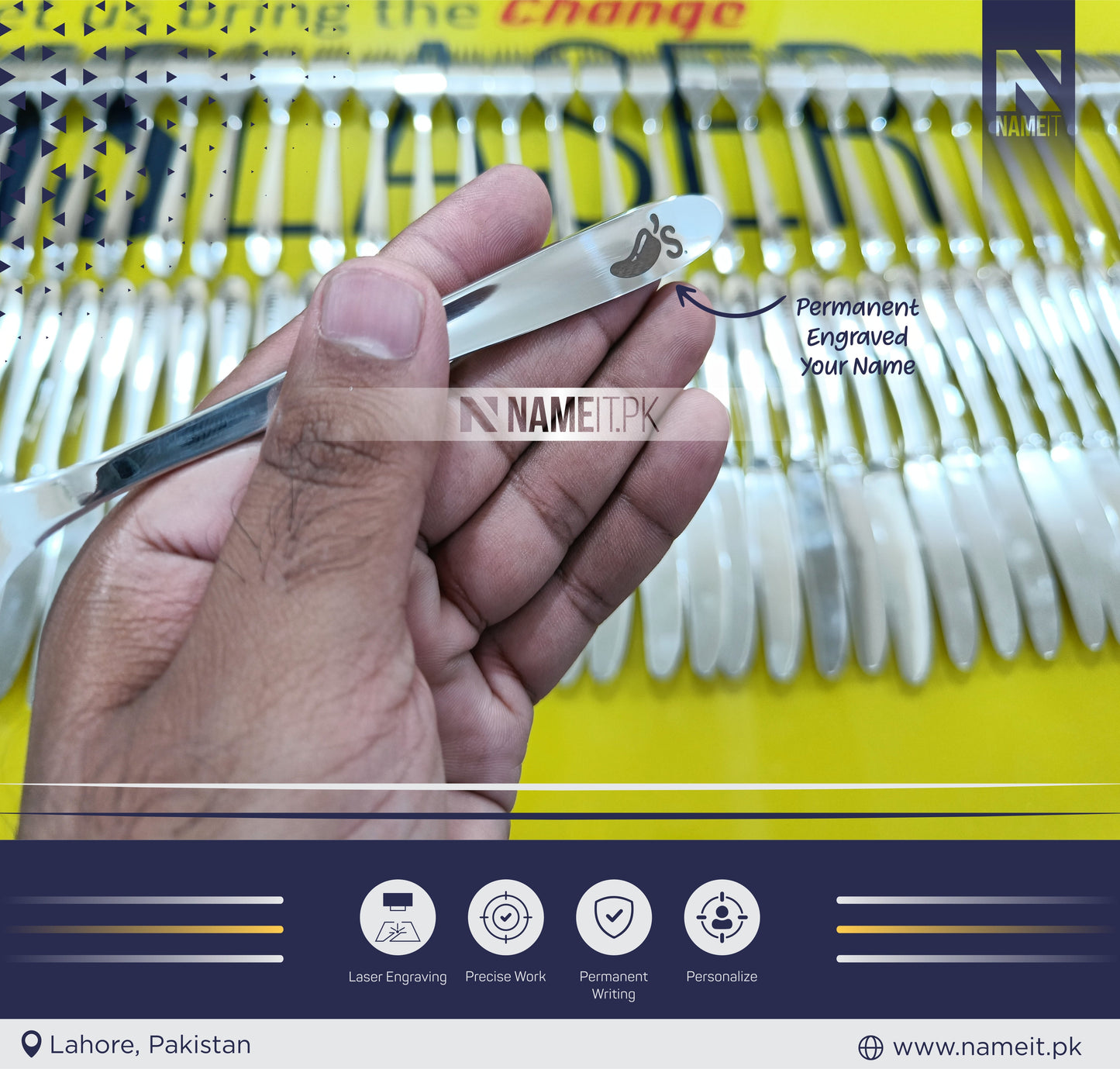 Personalized Spoon Gift, Laser-engraved Spoon, Engraved Custom Spoon, Custom with wording or logo NAMEIT PAKISTAN