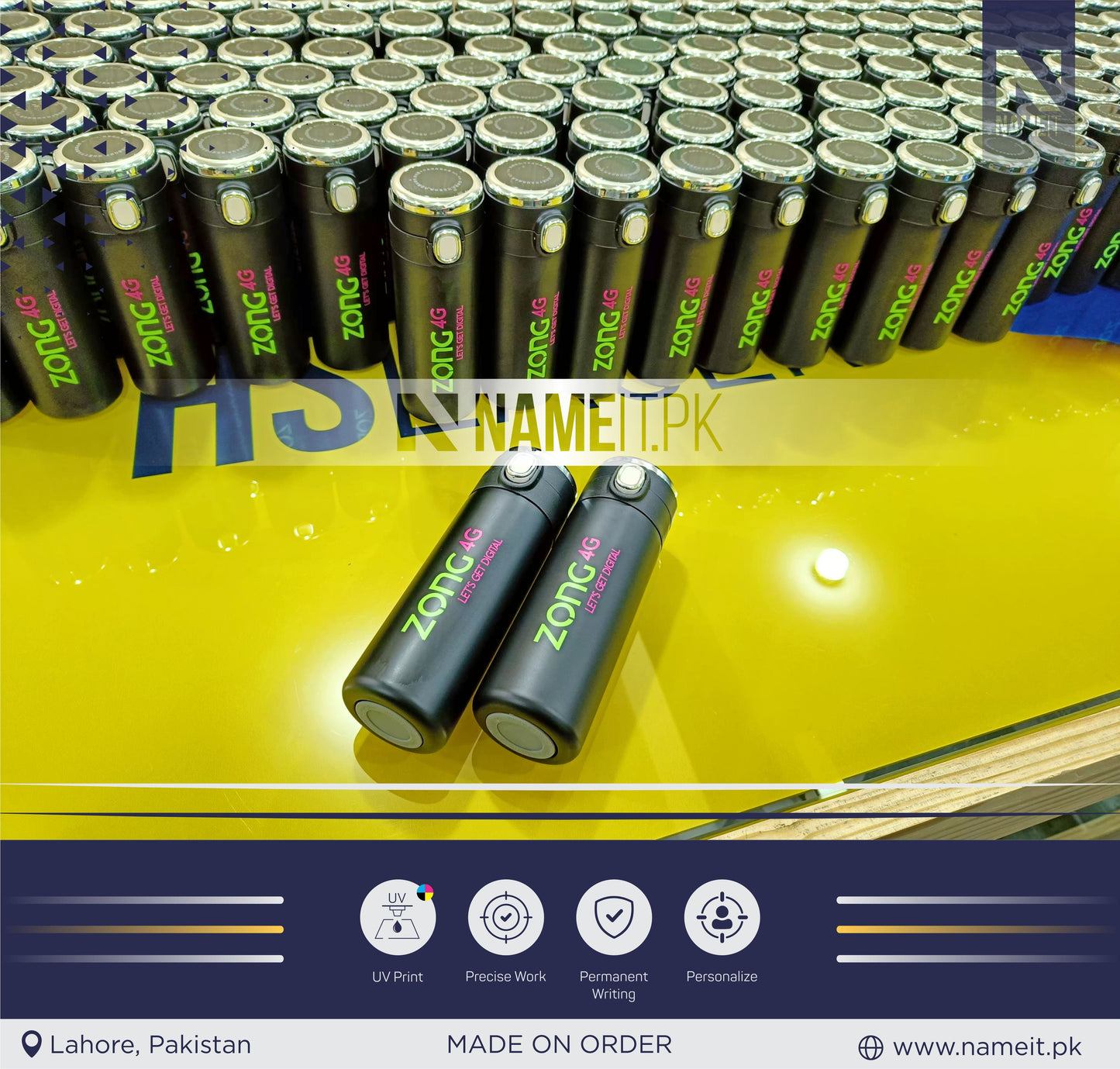 Bulk Corporate Personalized Smart thermos,Round UV Printed, Premium Quality NAMEIT PAKISTAN