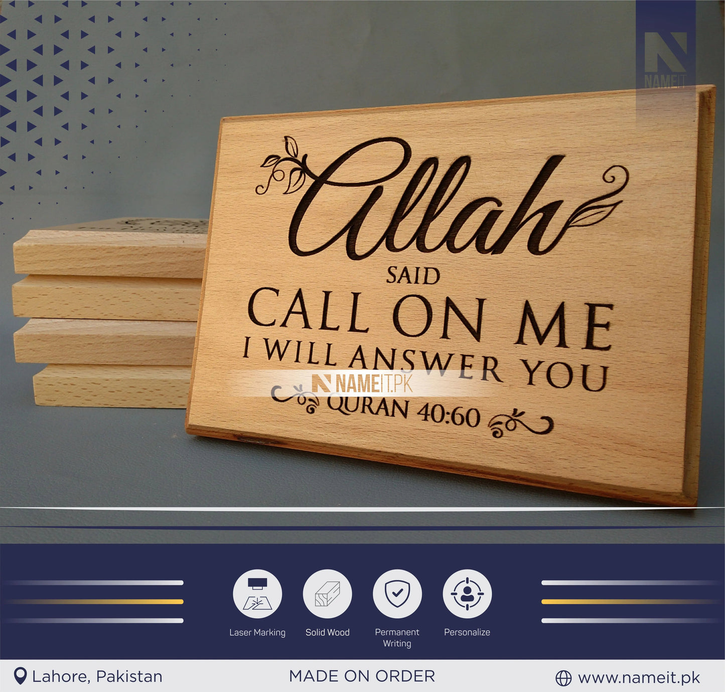 Custom Anniversary Gift photo on wood Laser Engraved Wooden Plaque for Wedding Gift For Couple NAMEIT PAKISTAN