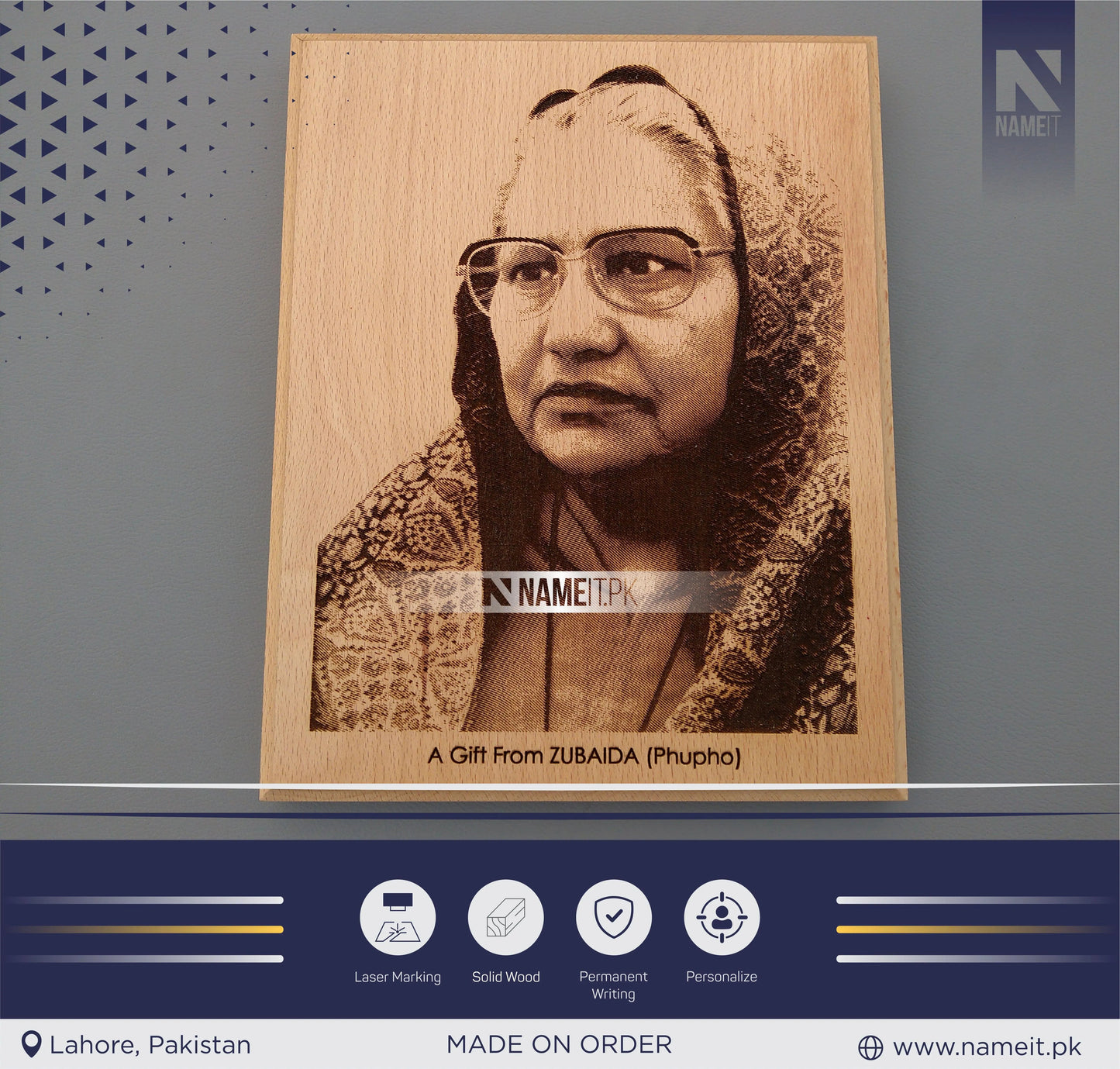 Custom Anniversary Gift photo on wood Laser Engraved Wooden Plaque for Wedding Gift For Couple NAMEIT PAKISTAN