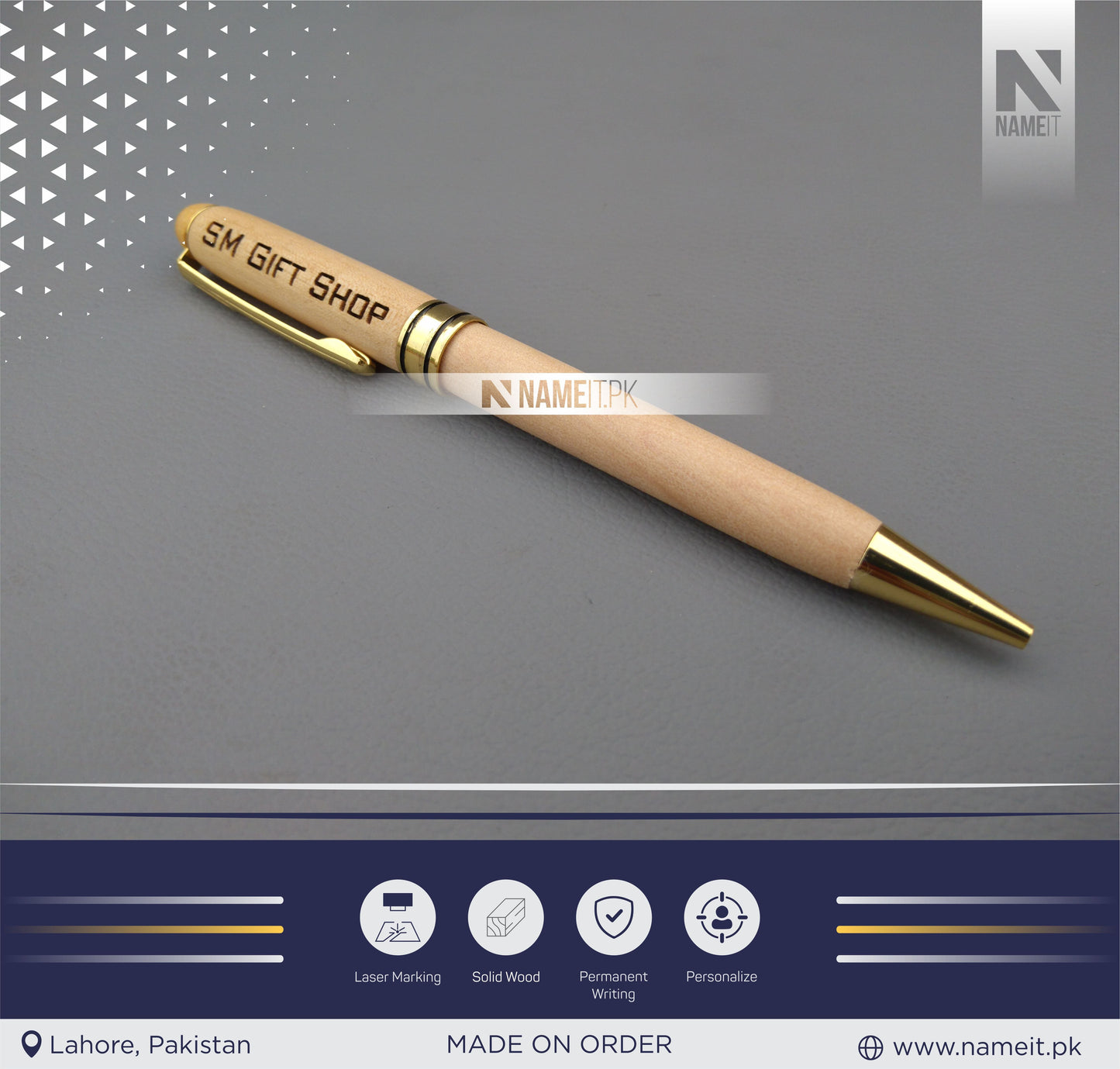 Personalized Wooden Pen, Ballpoint Pen, with your name | CORPORATE SOUVENIR NAMEIT PAKISTAN