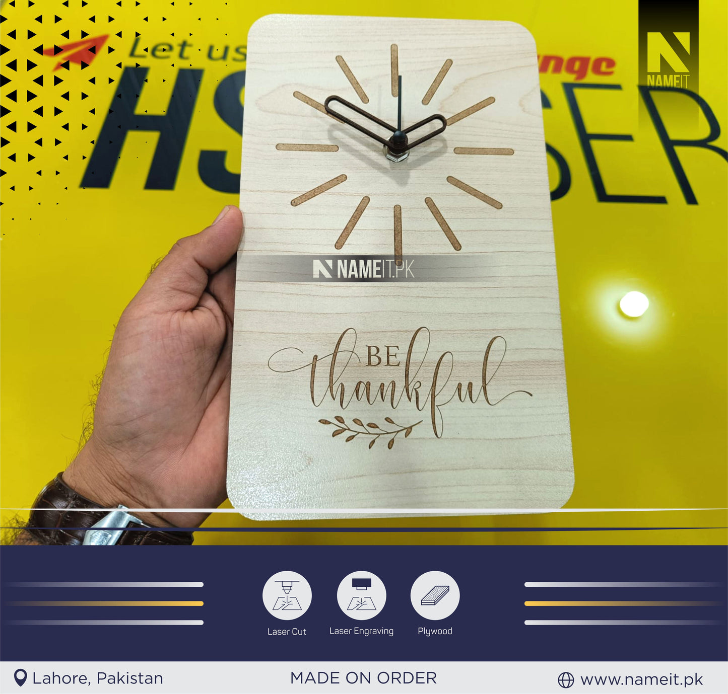 Personalized Wooden WallClock, Perfect Gift, Baby Room Decor, Official Clock NAMEIT PAKISTAN