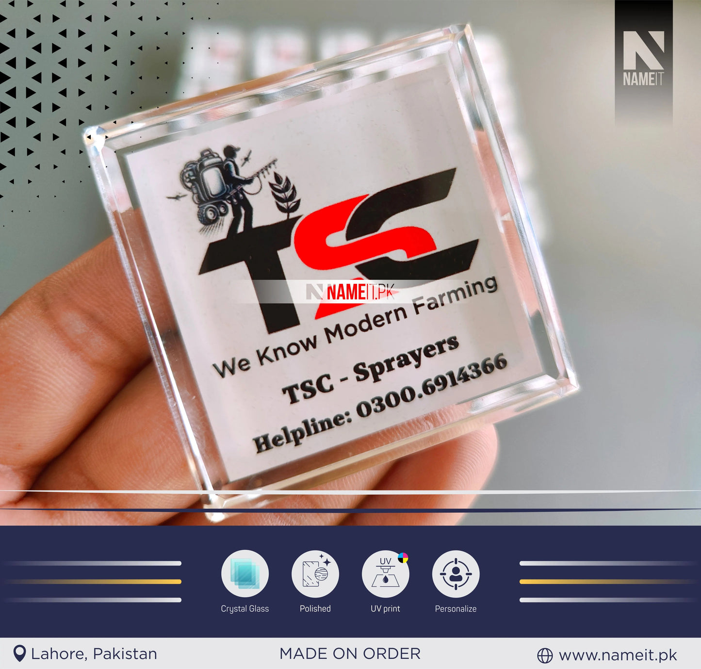Personalized Crystal Glass Paper weight with Company Logo,Glass office decoration, teacher gift, unique desk decoration NAMEIT PAKISTAN