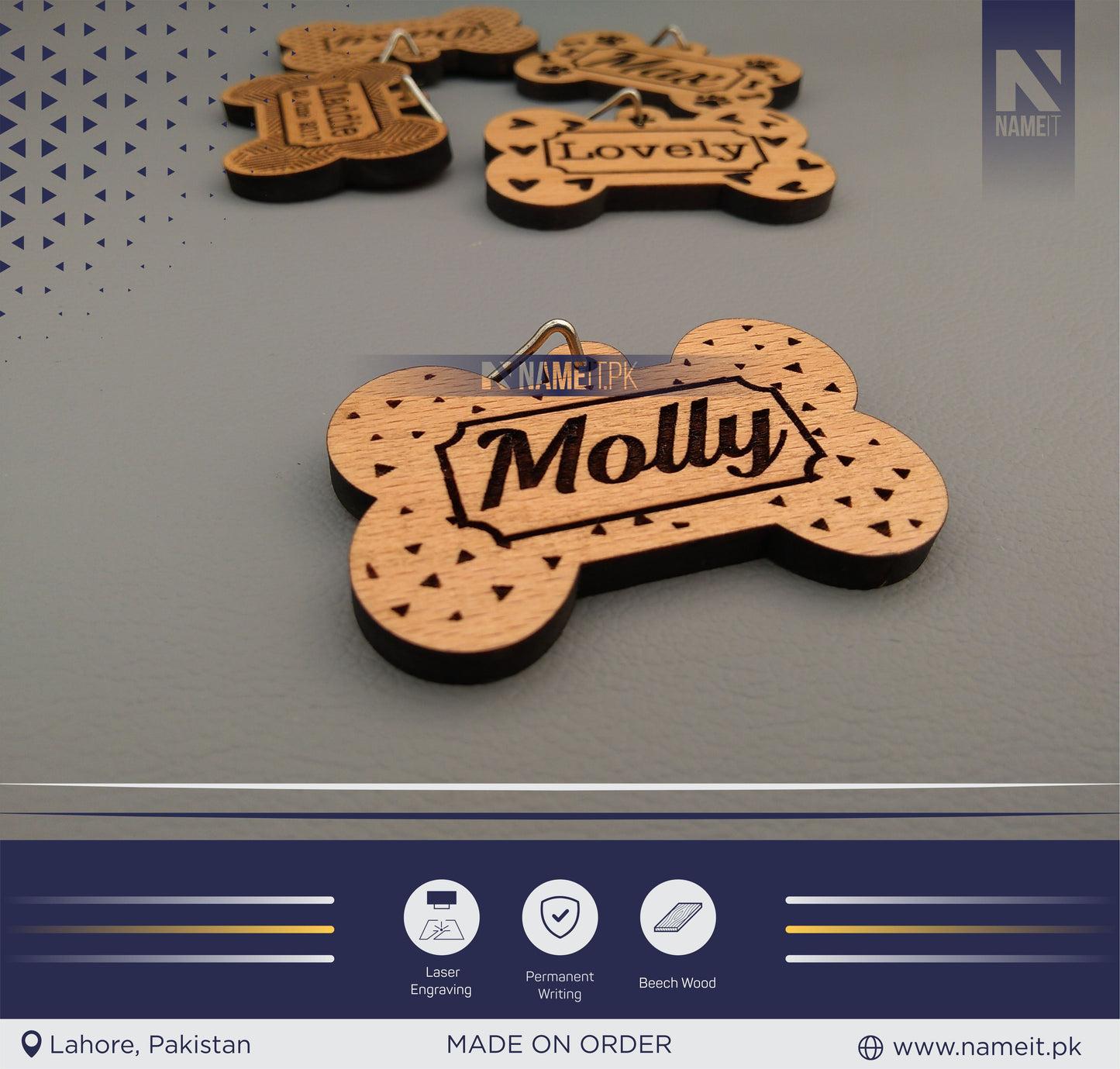 Pets Tag Personalized, Bone Shape Tag, Pet Tags for Collars, Engraved Tag, Name Tag, Customized Pet Tag, Kitty Tag NAMEIT PAKISTAN